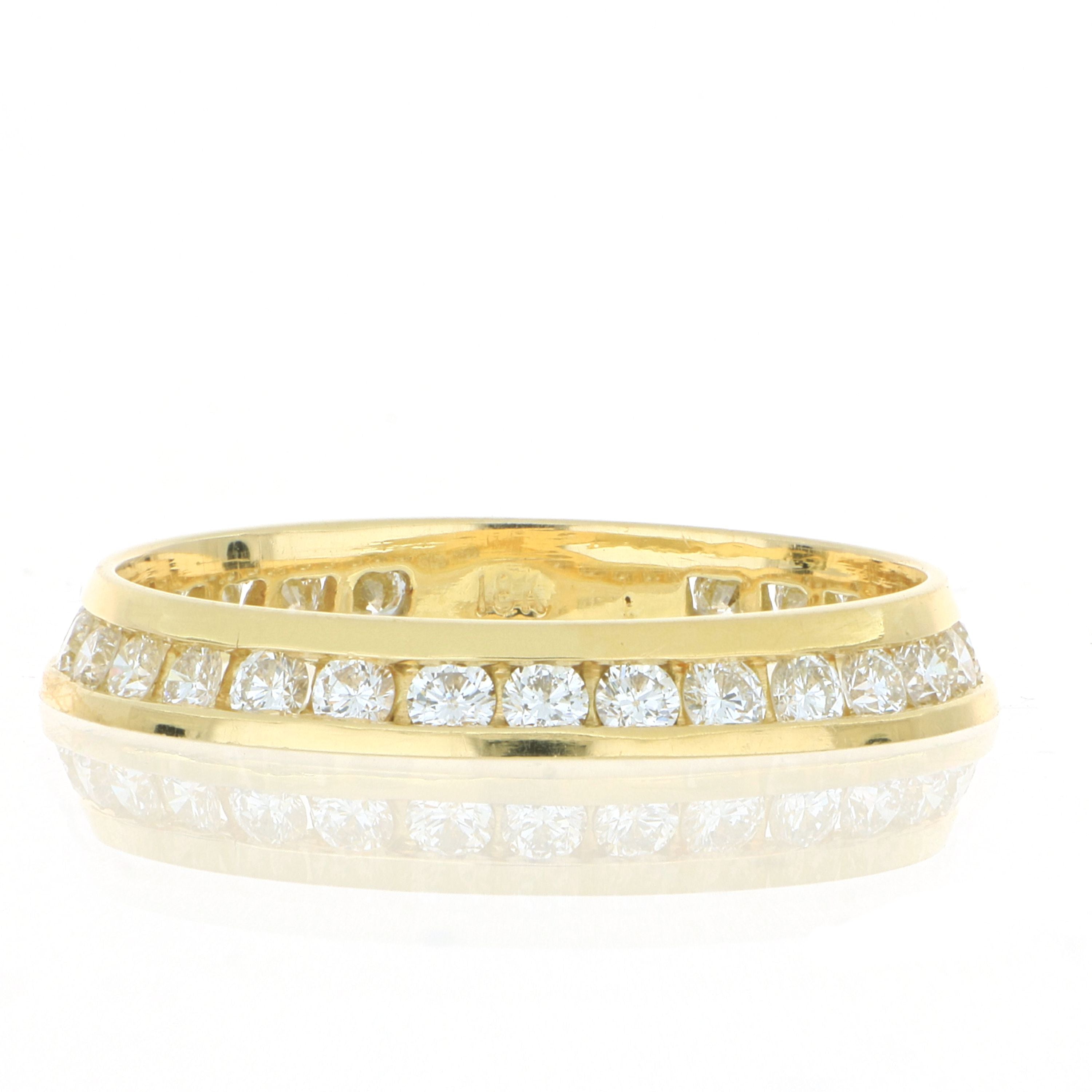 18k Yellow Gold Modern Channel Set Diamond Eternity Band - Charles Koll Jewelers