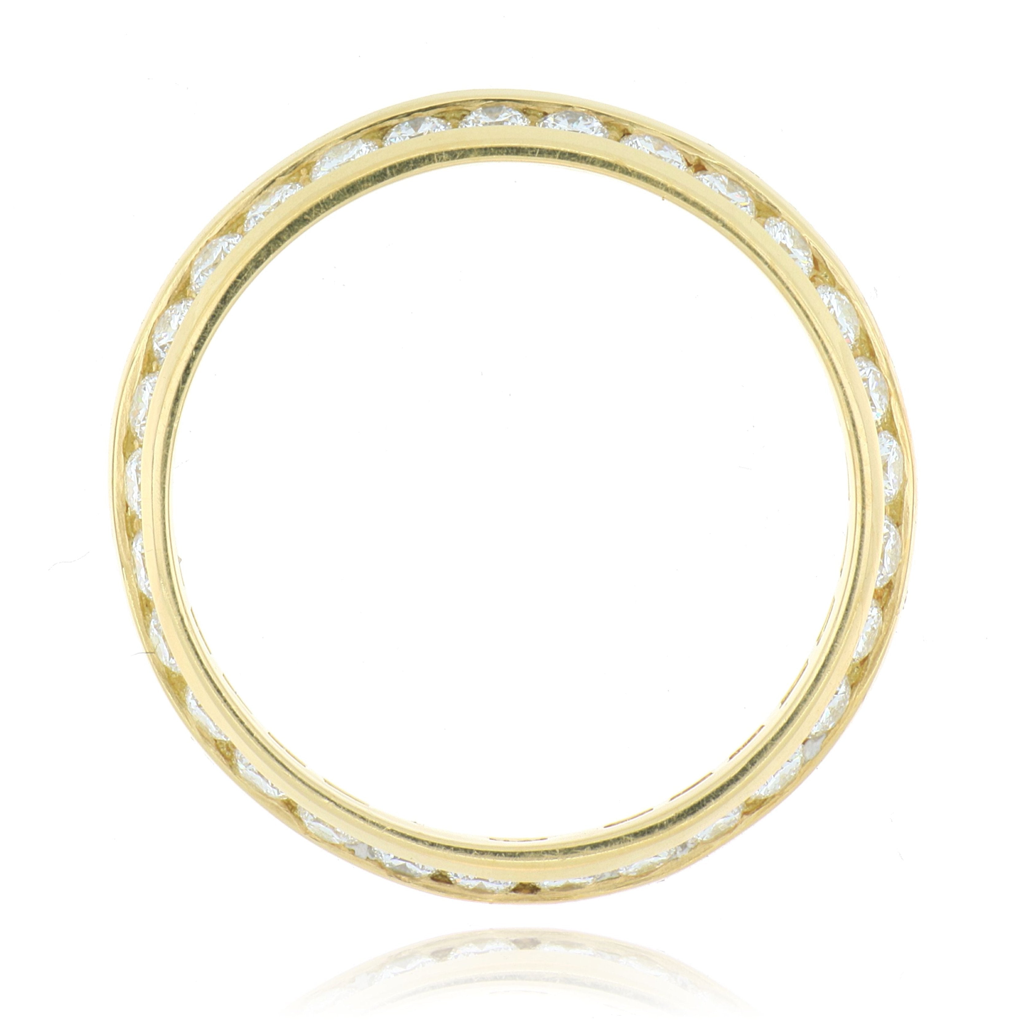 18k Yellow Gold Modern Channel Set Diamond Eternity Band - Charles Koll Jewelers