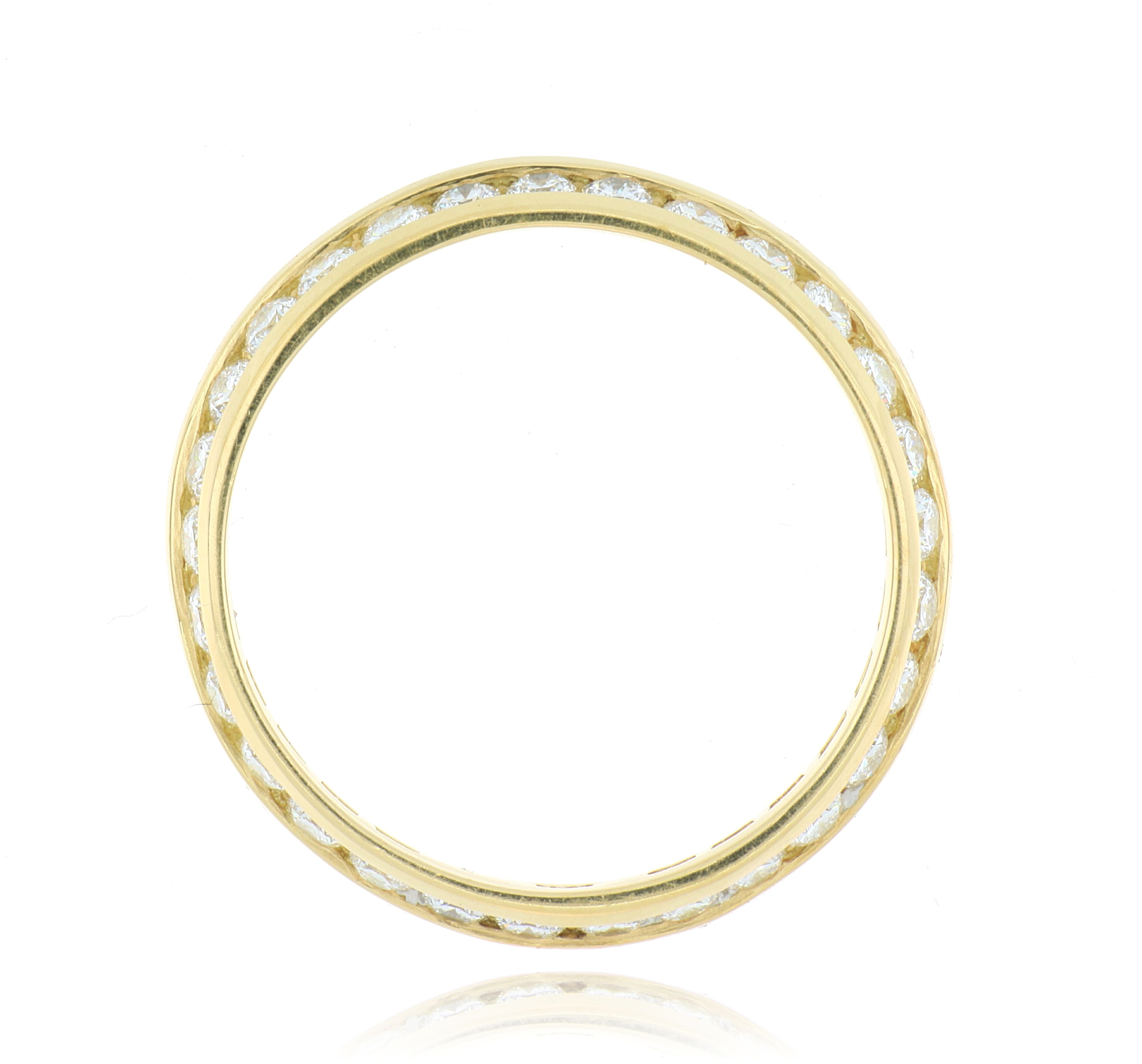 18k Yellow Gold Modern Channel Set Diamond Eternity Band - Charles Koll Jewelers