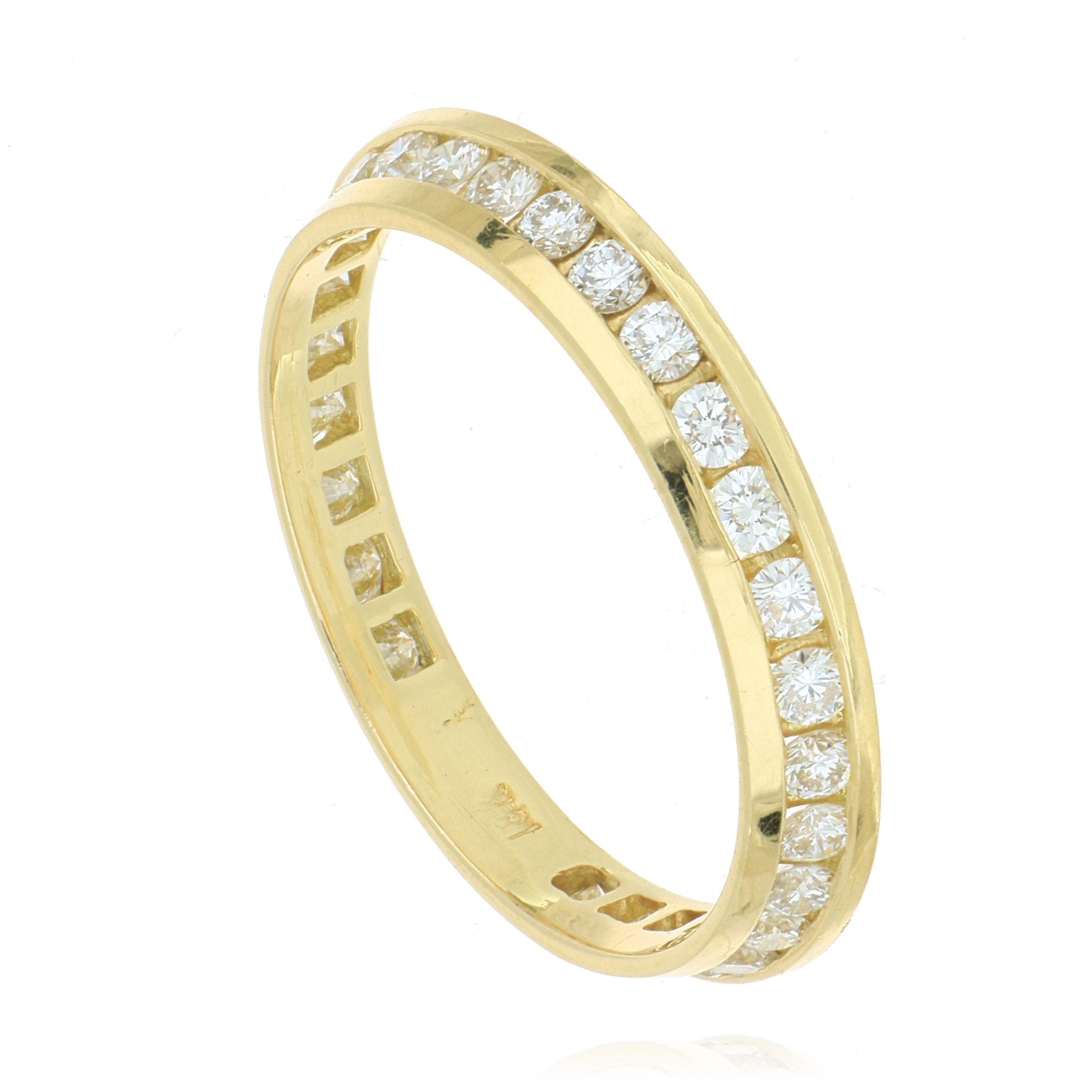 18k Yellow Gold Modern Channel Set Diamond Eternity Band - Charles Koll Jewelers