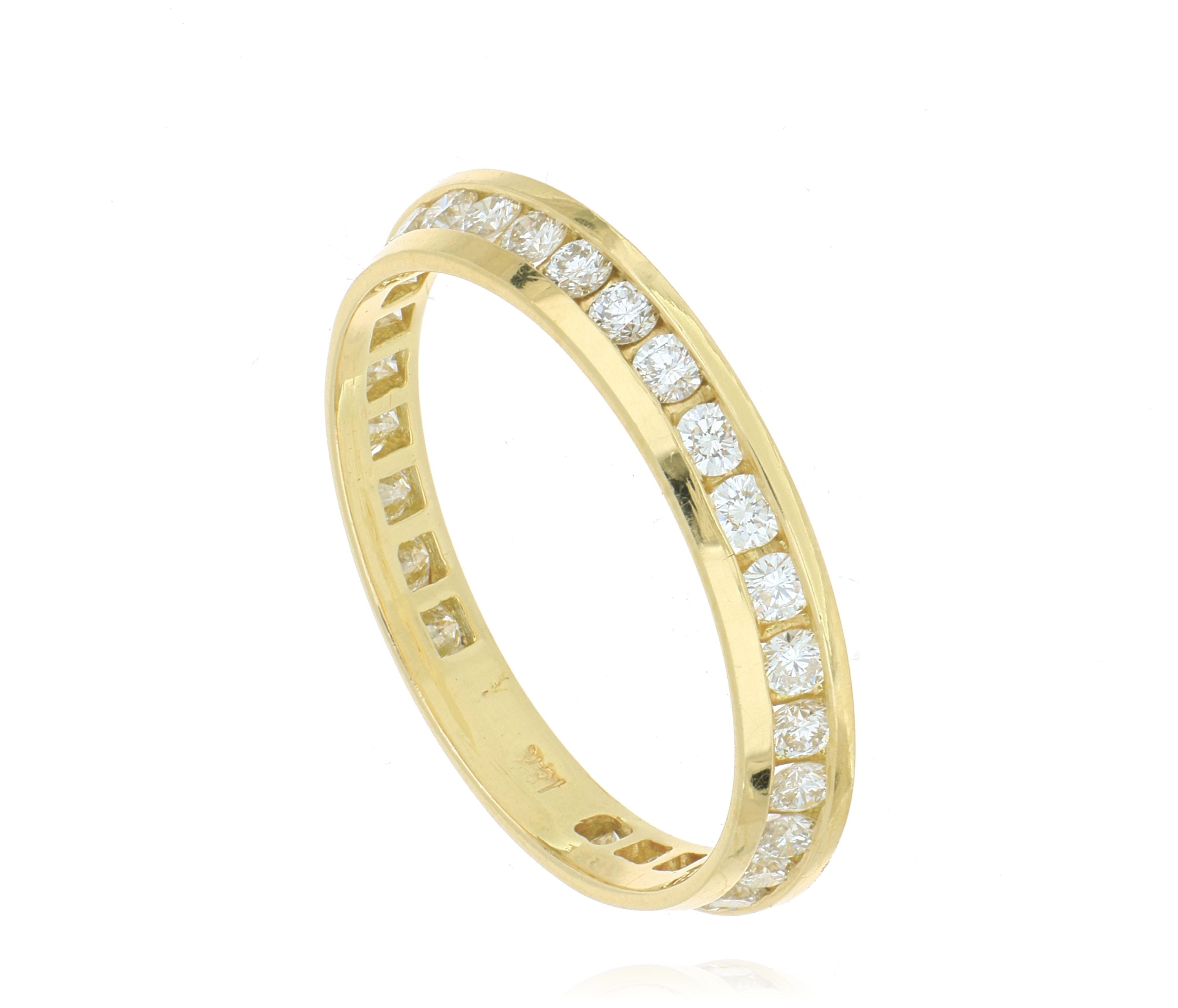 18k Yellow Gold Modern Channel Set Diamond Eternity Band - Charles Koll Jewelers