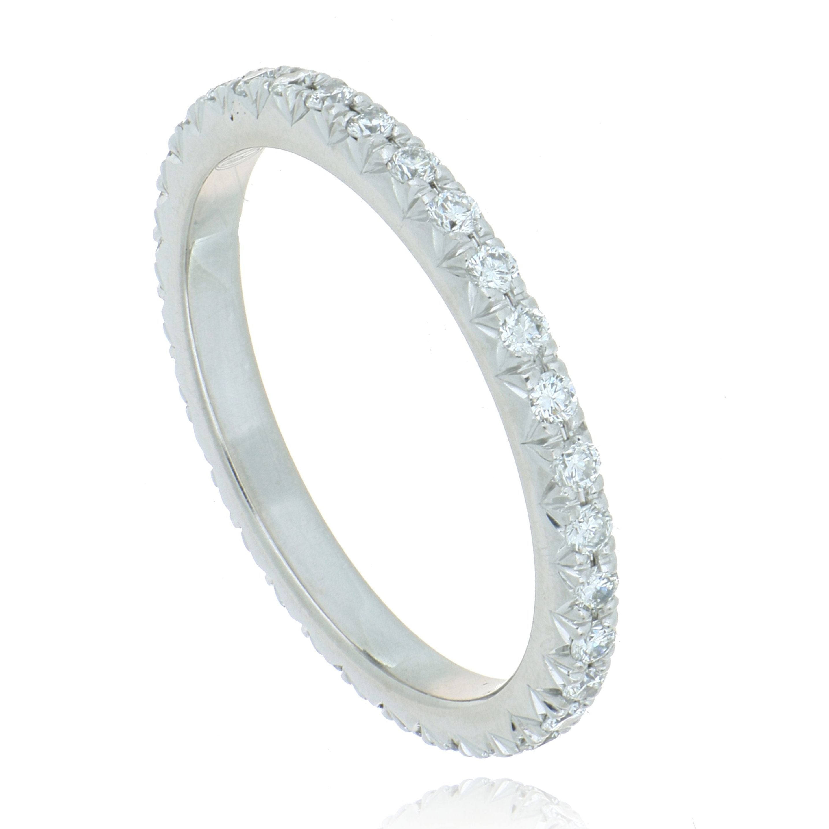 18k White Gold French Cut Diamond Eternity Band - Charles Koll Jewelers