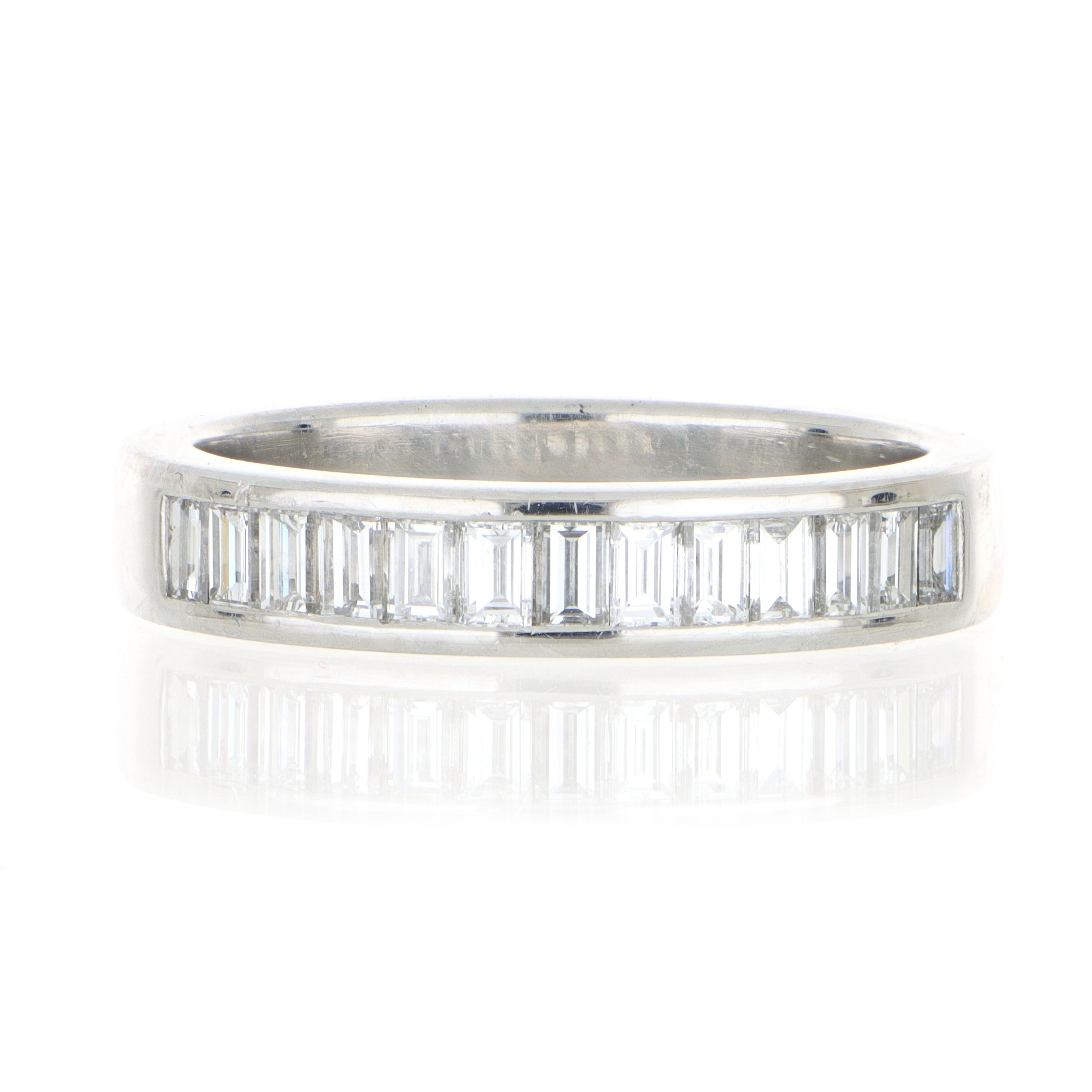 Platinum Baguette Diamond Band