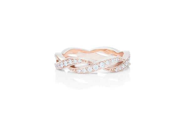 18k Rose Gold Diamond Weave Wedding Band