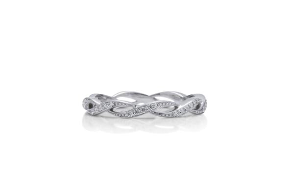 18k White Gold Diamond Weave Wedding Band