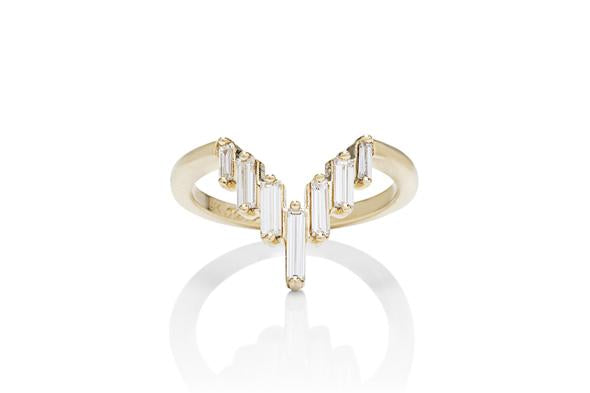 18k Yellow Gold Baguette Diamond Wedding Band