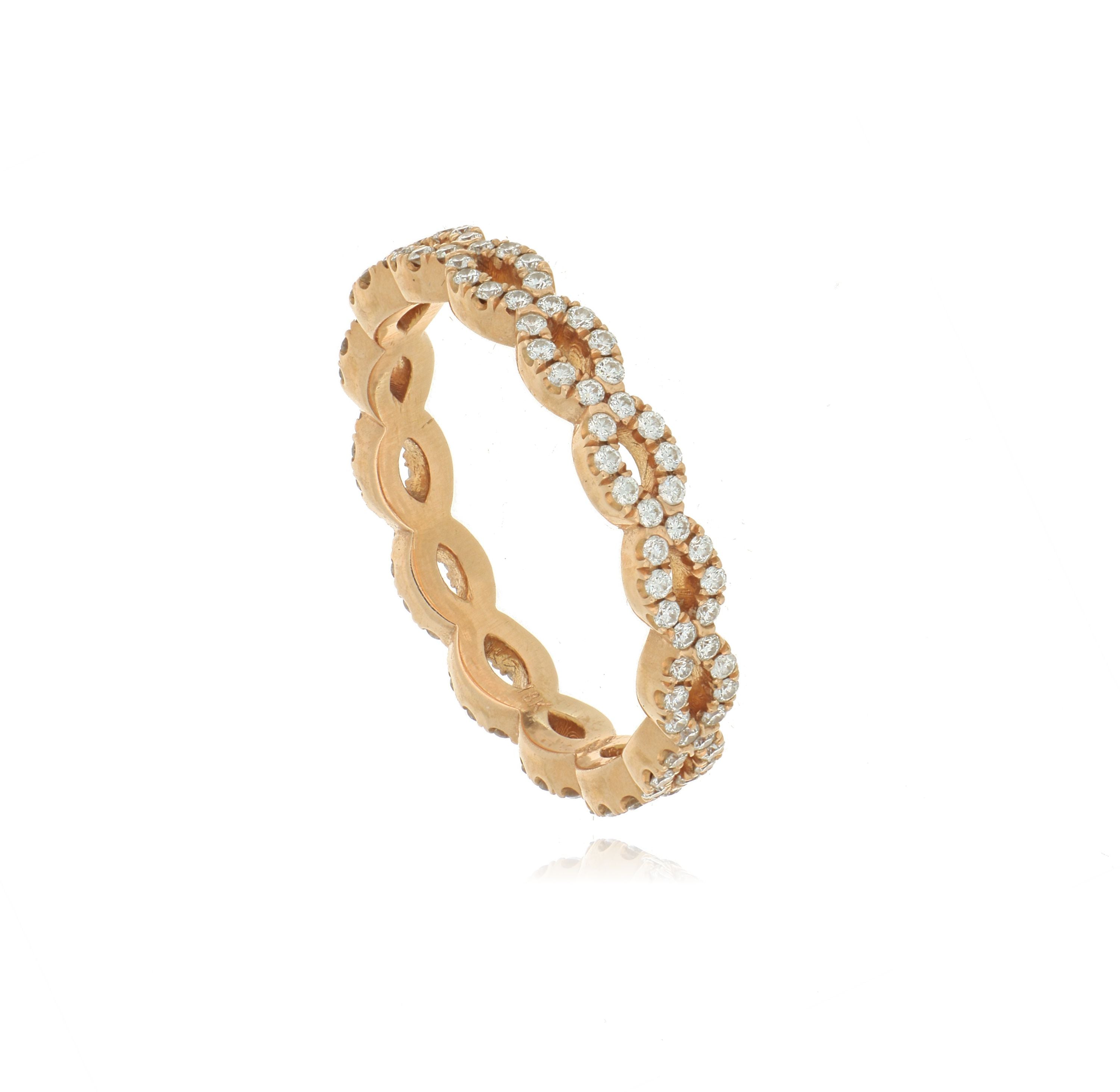 18k Rose Gold Infinity Diamond Eternity Wedding Band