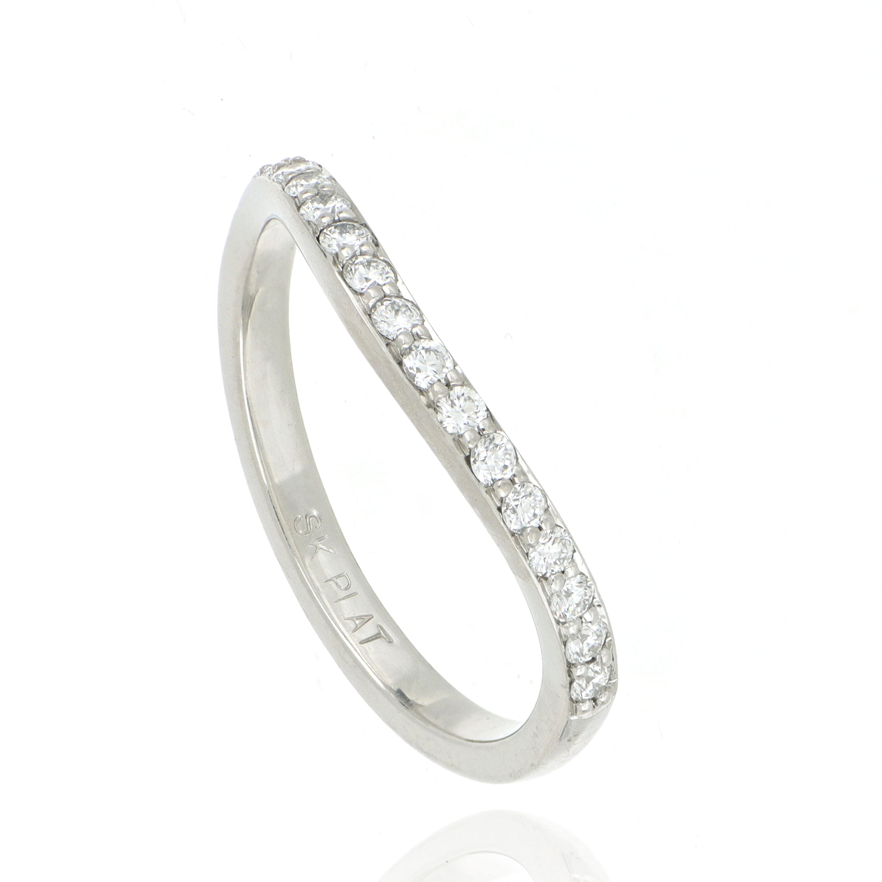 Platinum Curved Diamond Wedding Band - Charles Koll Jewelers