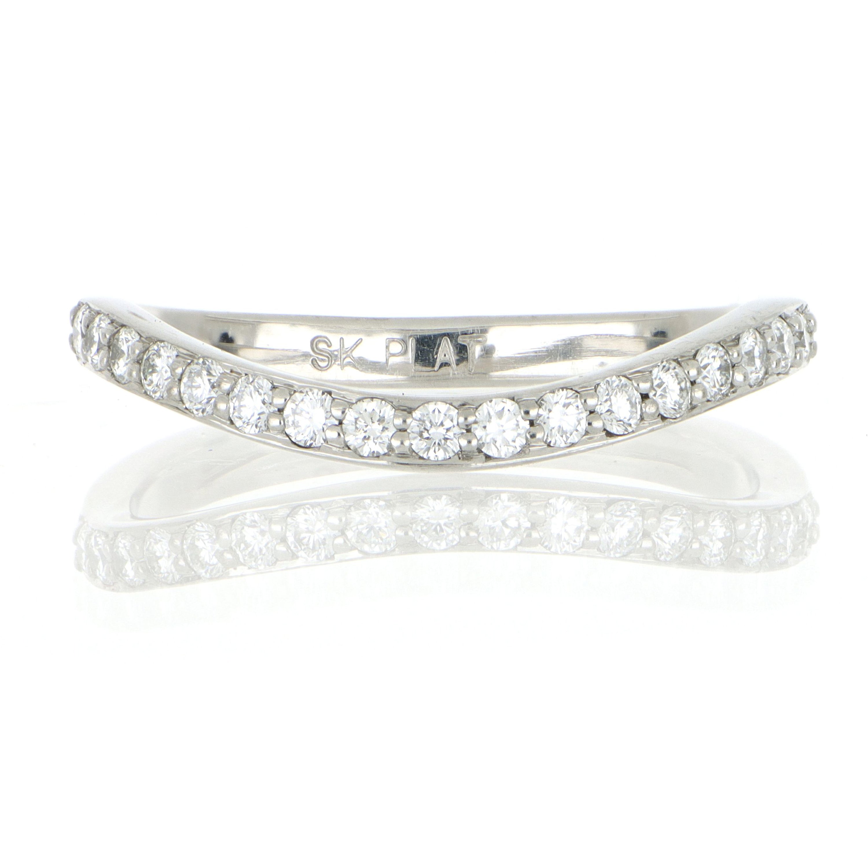 Platinum Curved Diamond Wedding Band - Charles Koll Jewelers