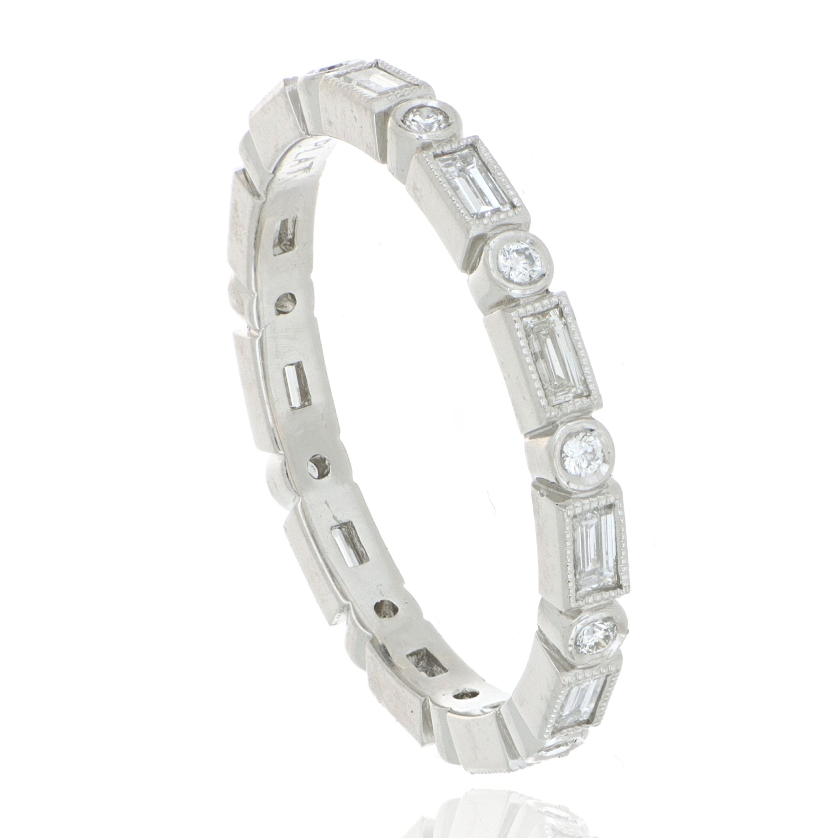 Platinum Round and Baguette Diamond Eternity Band - Charles Koll Jewelers