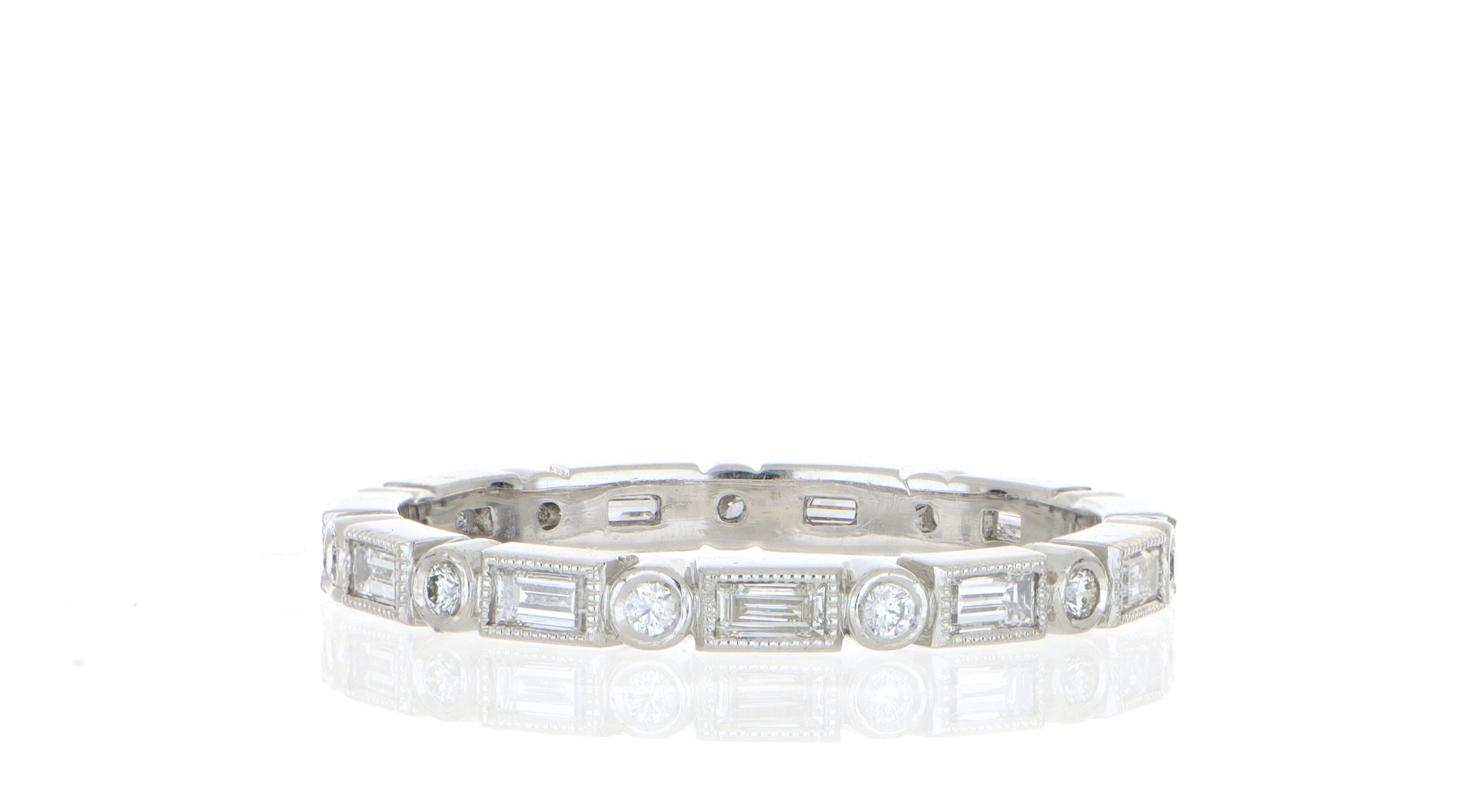 Platinum Round and Baguette Diamond Eternity Band - Charles Koll Jewelers