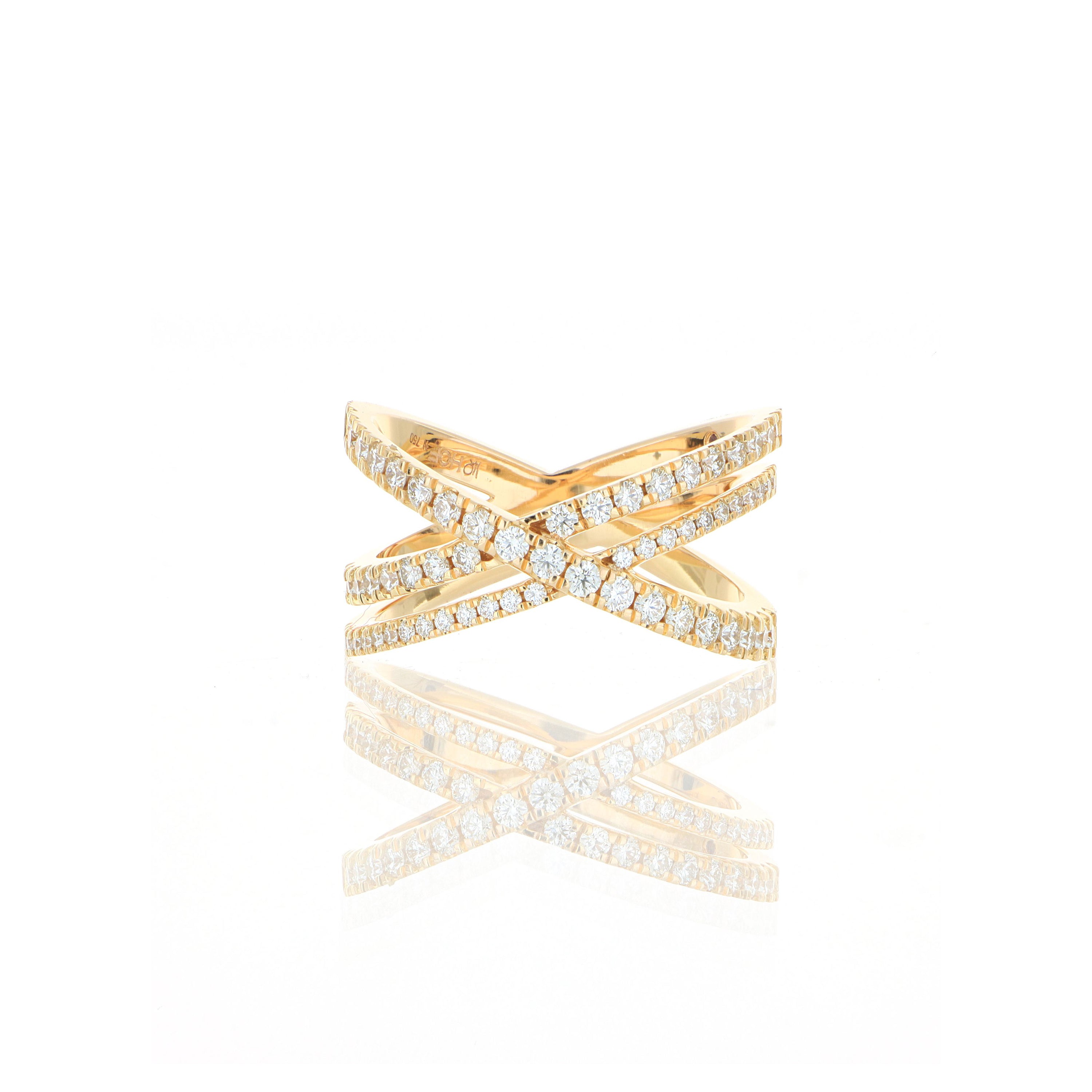 18k Yellow Gold Hearts on Fire Criss Cross Ring