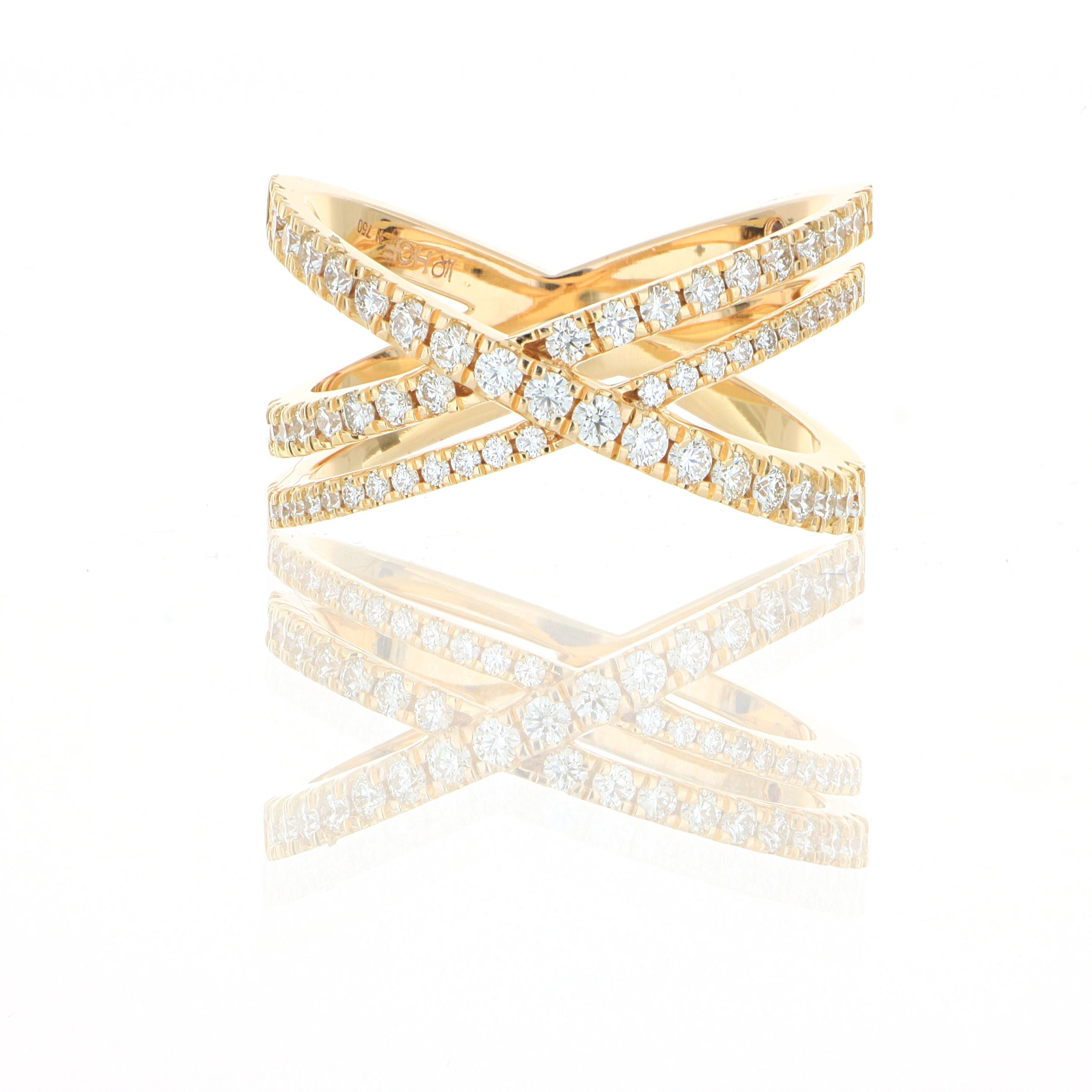 18k Yellow Gold Hearts on Fire Criss Cross Ring