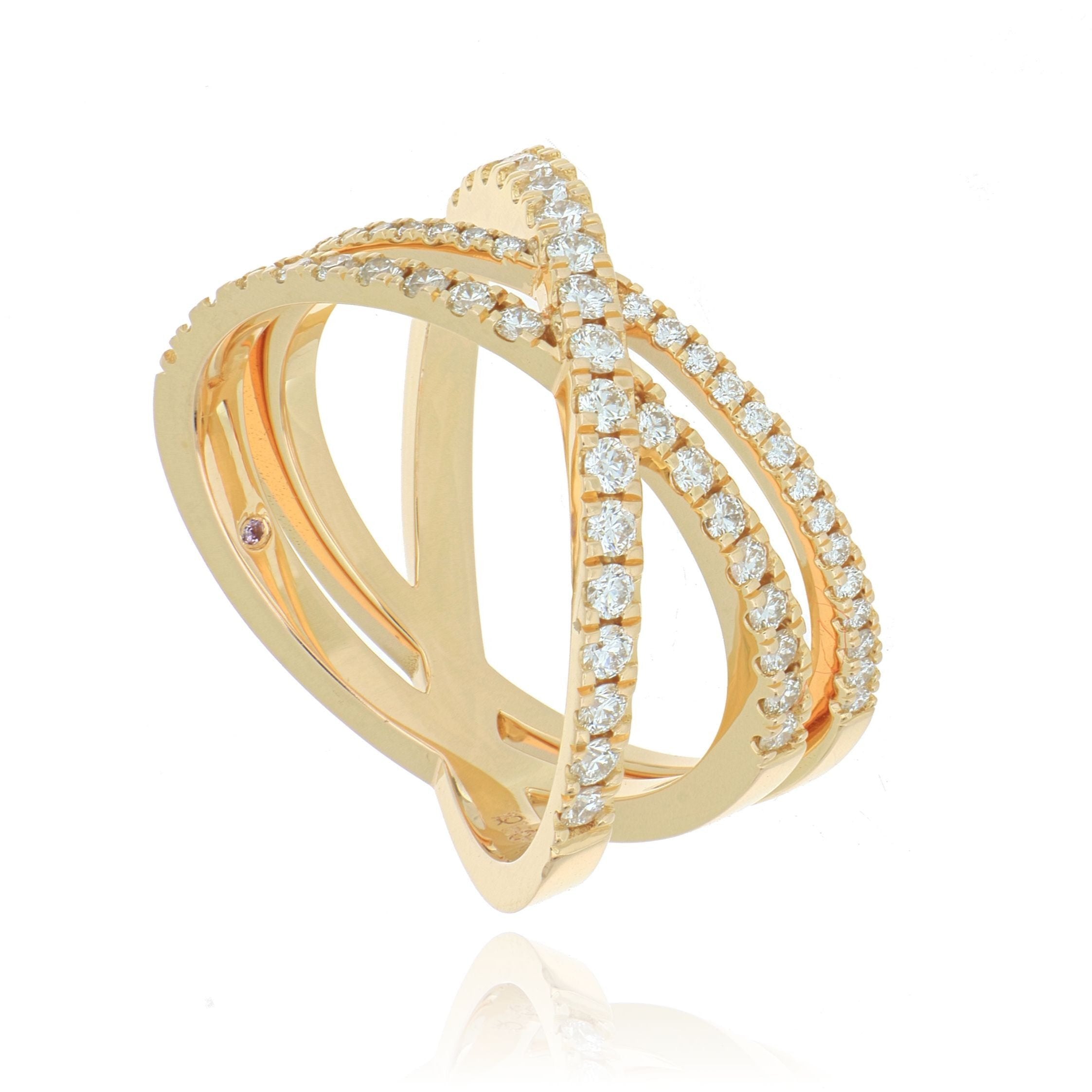 18k Yellow Gold Hearts on Fire Criss Cross Ring