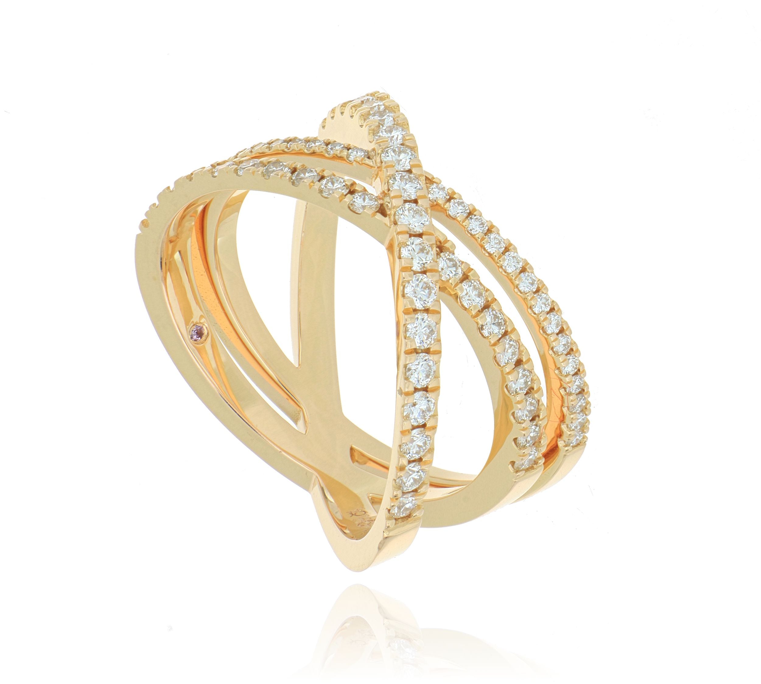 18k Yellow Gold Hearts on Fire Criss Cross Ring