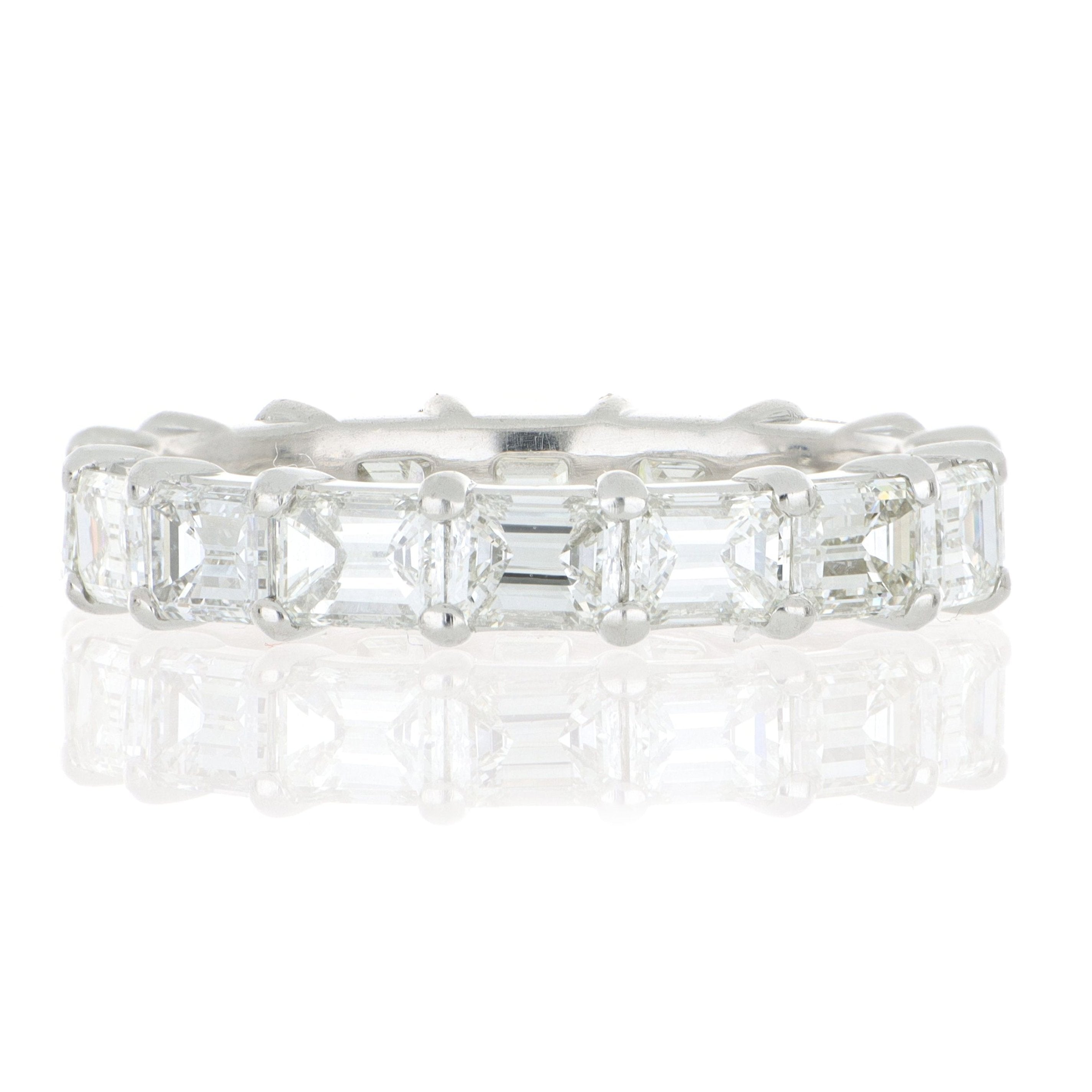 Platinum Emerald Shaped Diamond Eternity Band