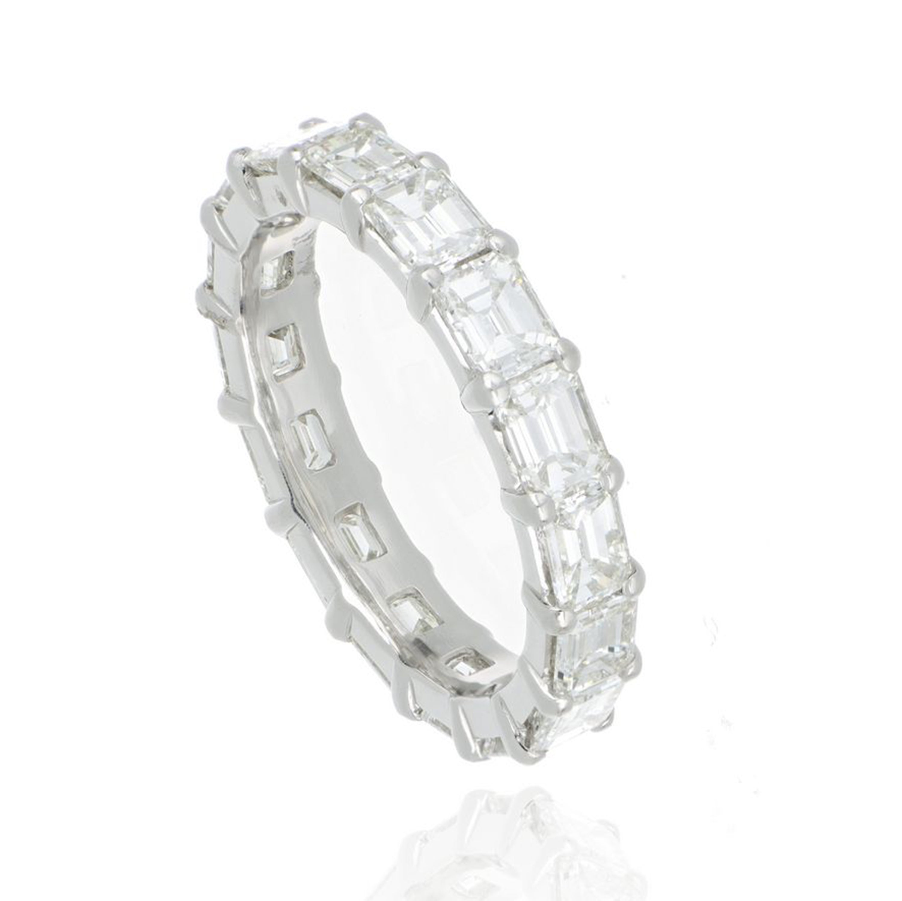 Platinum Emerald Shaped Diamond Eternity Band