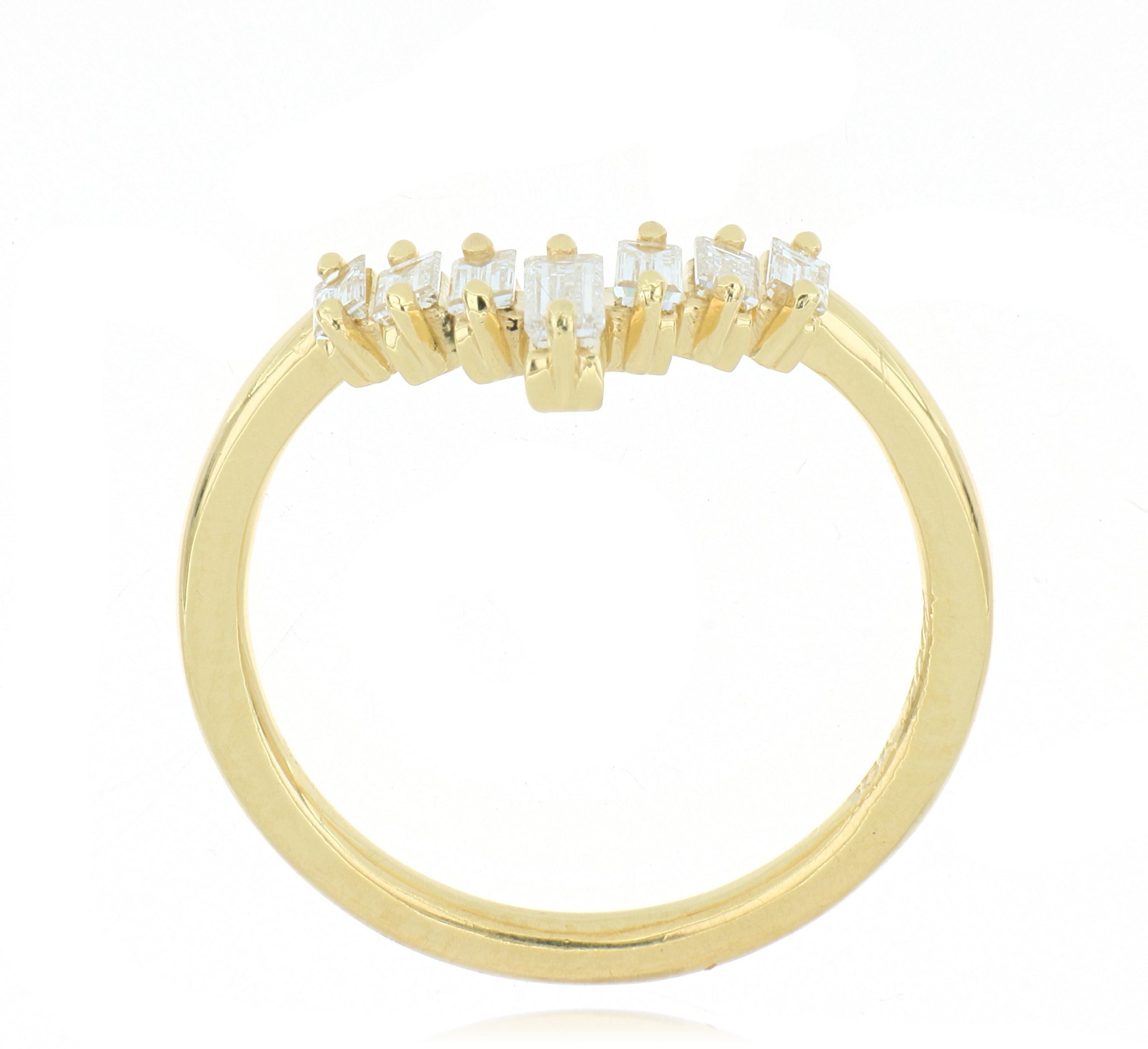 18k Yellow Gold Baguette Diamond Shadow Band - Charles Koll Jewelers