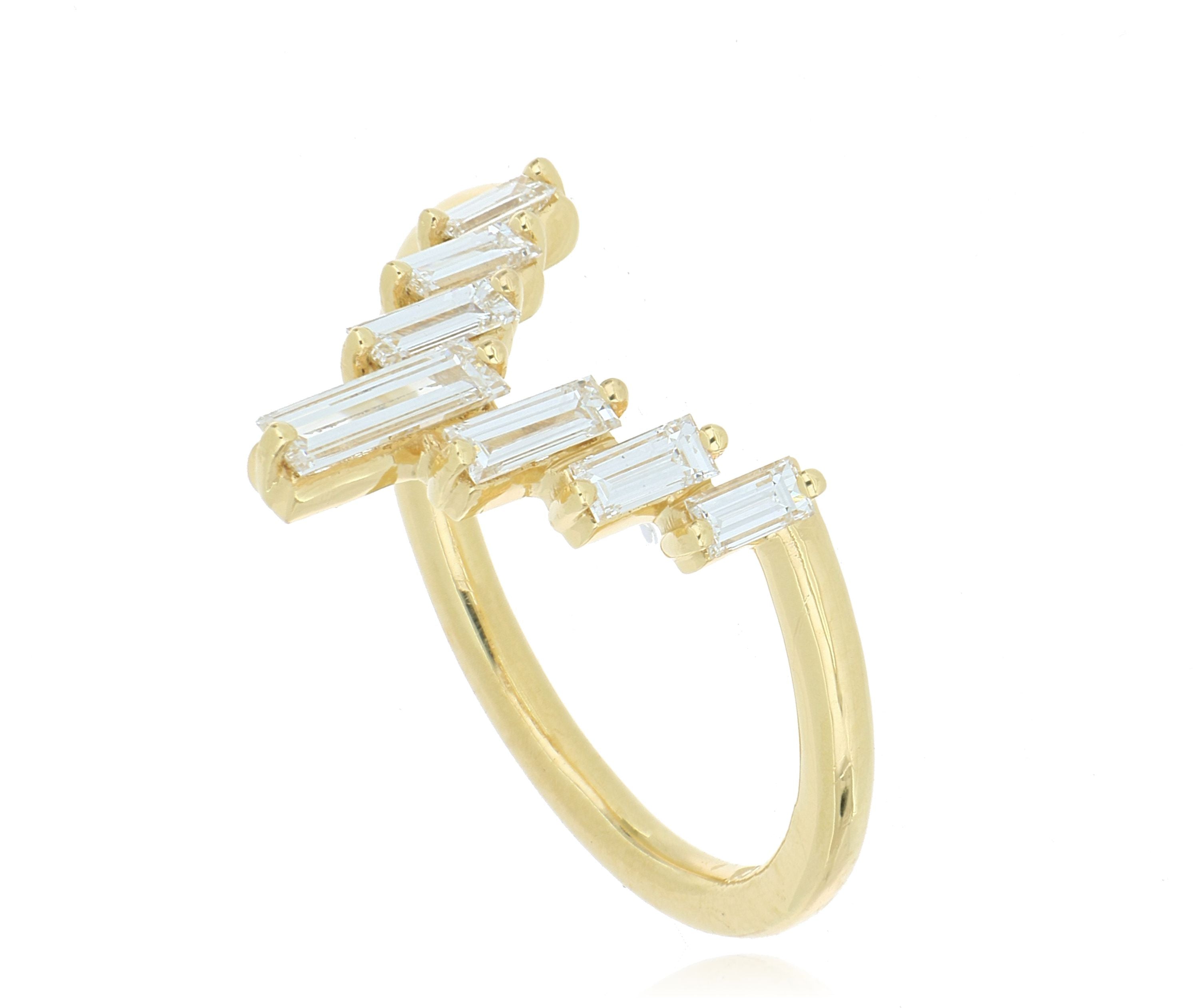 18k Yellow Gold Baguette Diamond Shadow Band - Charles Koll Jewelers