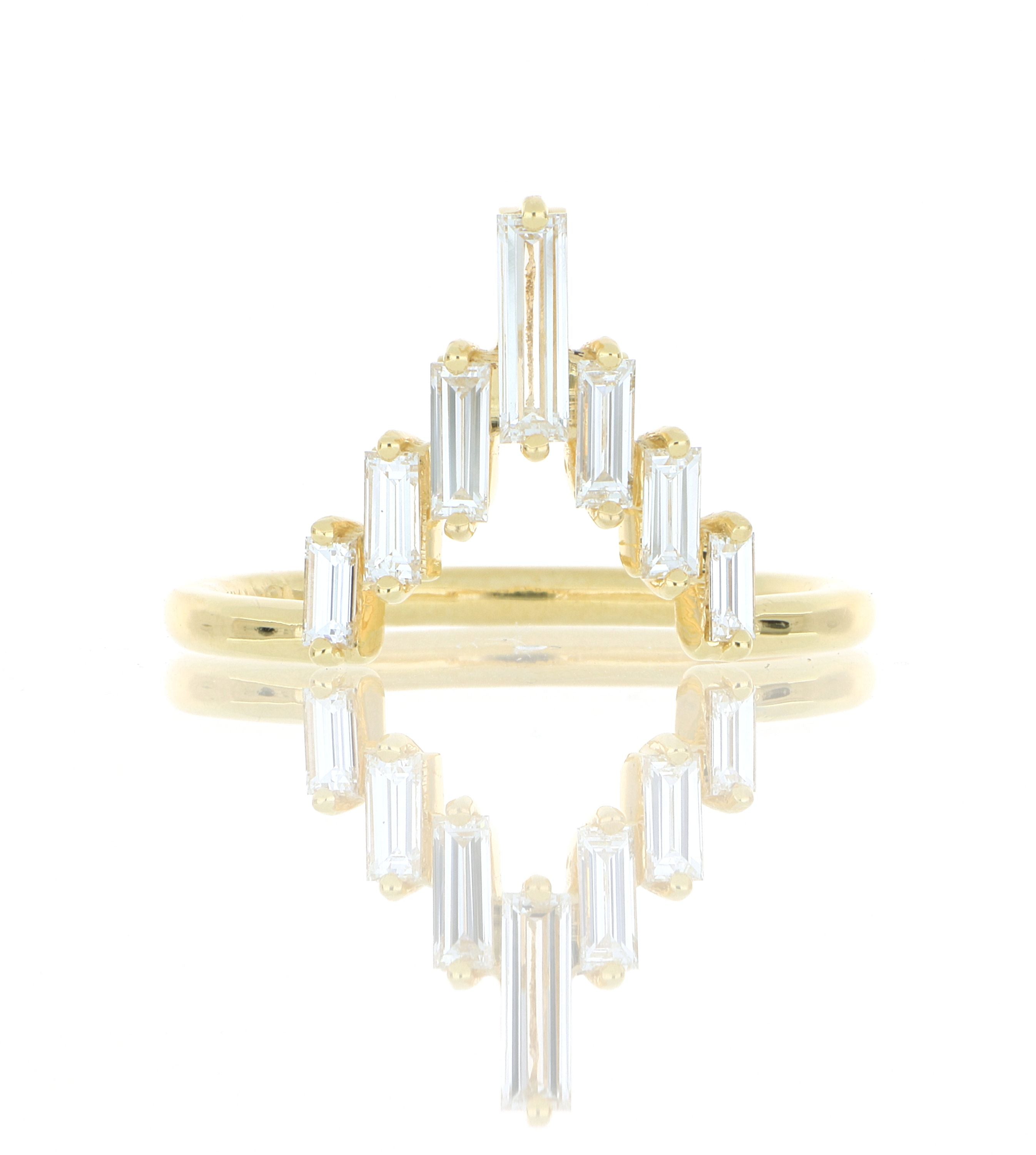 18k Yellow Gold Baguette Diamond Shadow Band - Charles Koll Jewelers