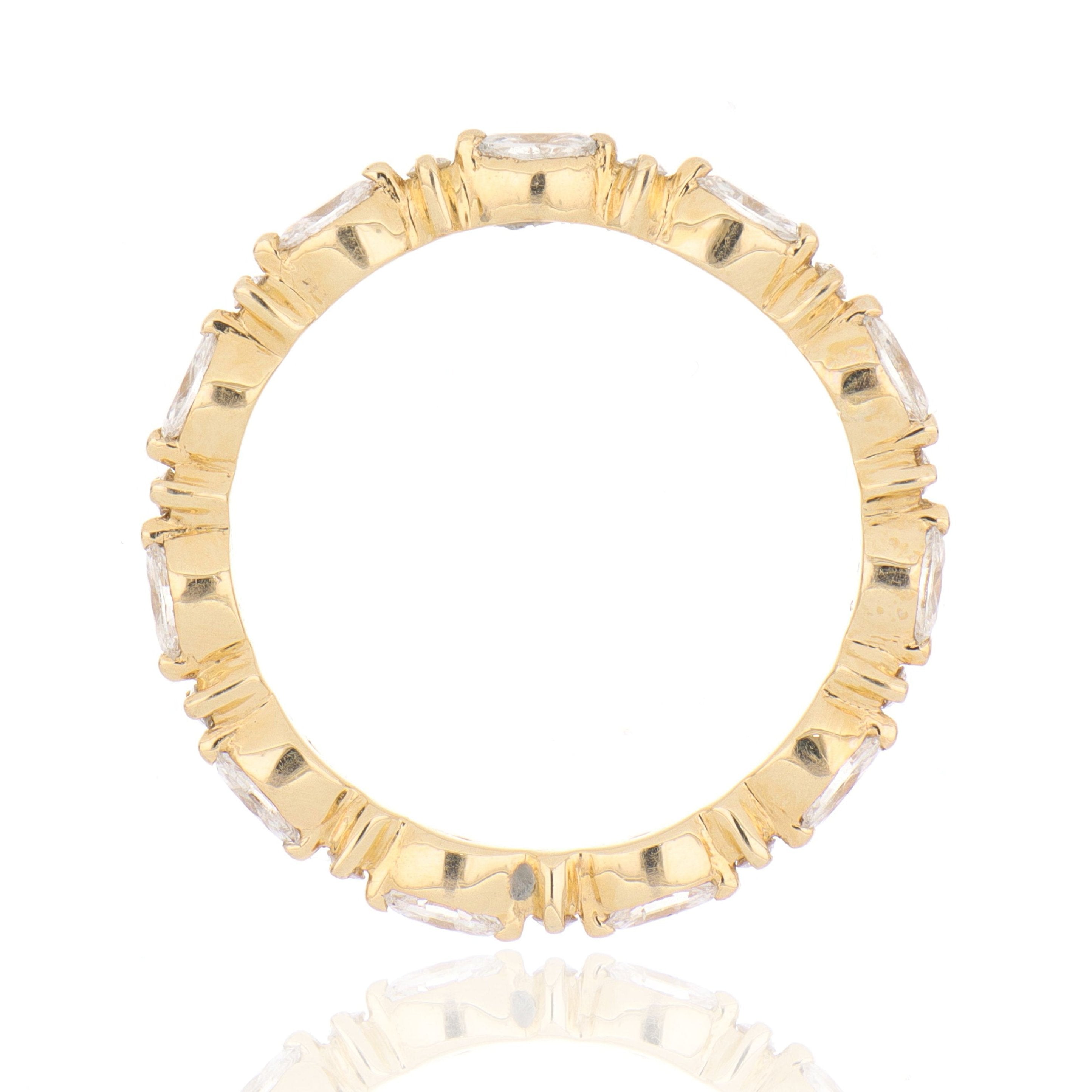 14k Yellow Gold Marquise and Round Diamond Wedding Band - Charles Koll Jewelers