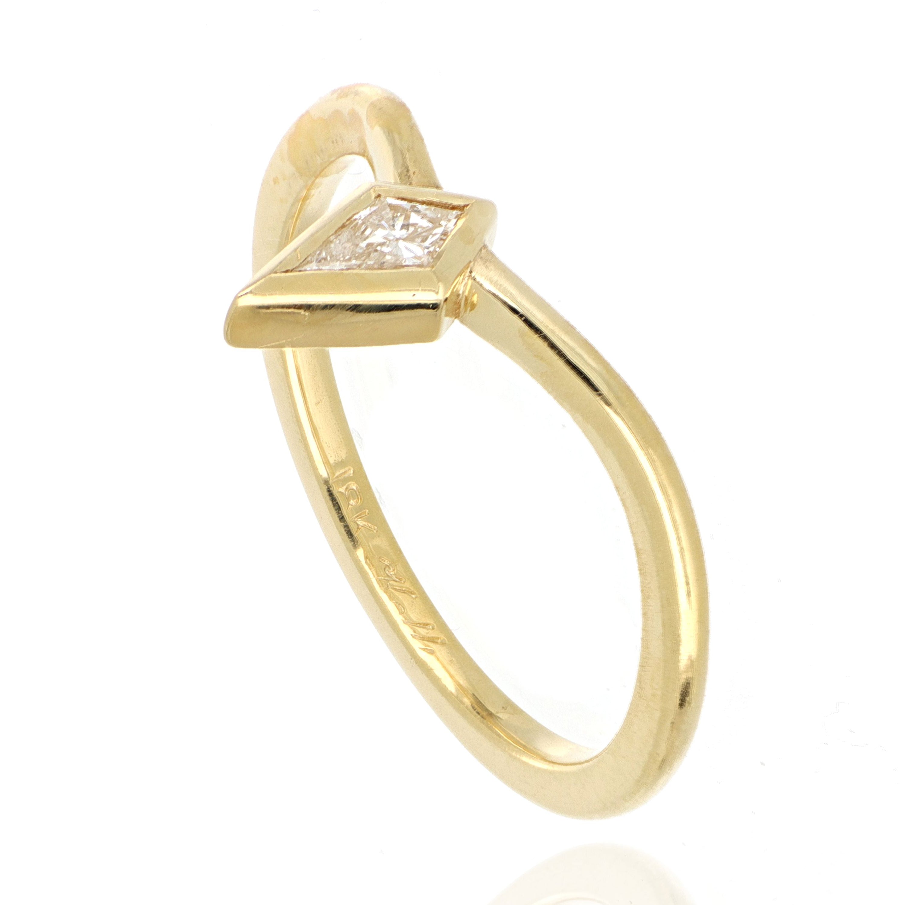 18k Yellow Gold Kite Shaped Diamond Wedding Band - Charles Koll Jewelers