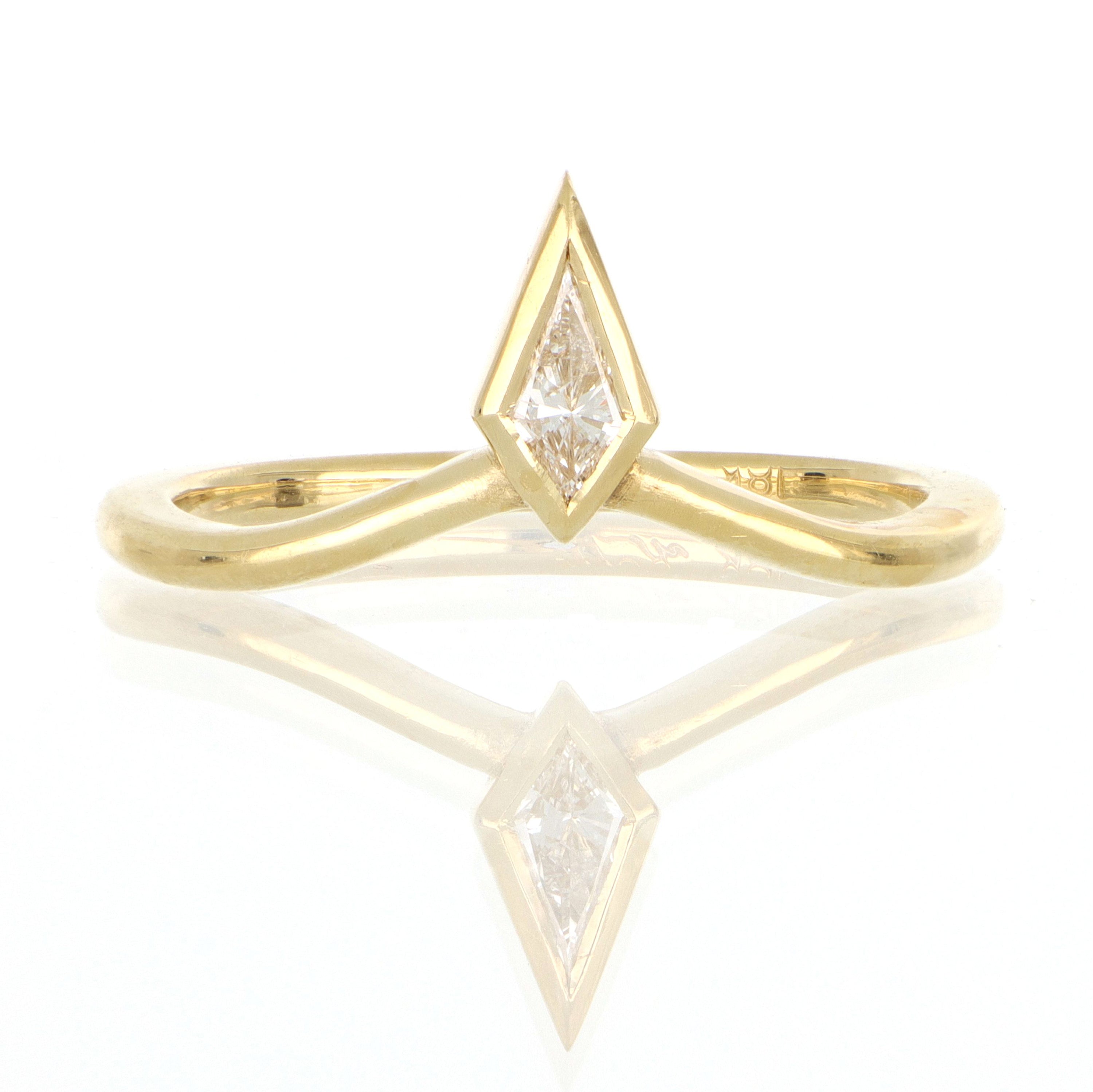 18k Yellow Gold Kite Shaped Diamond Wedding Band - Charles Koll Jewelers