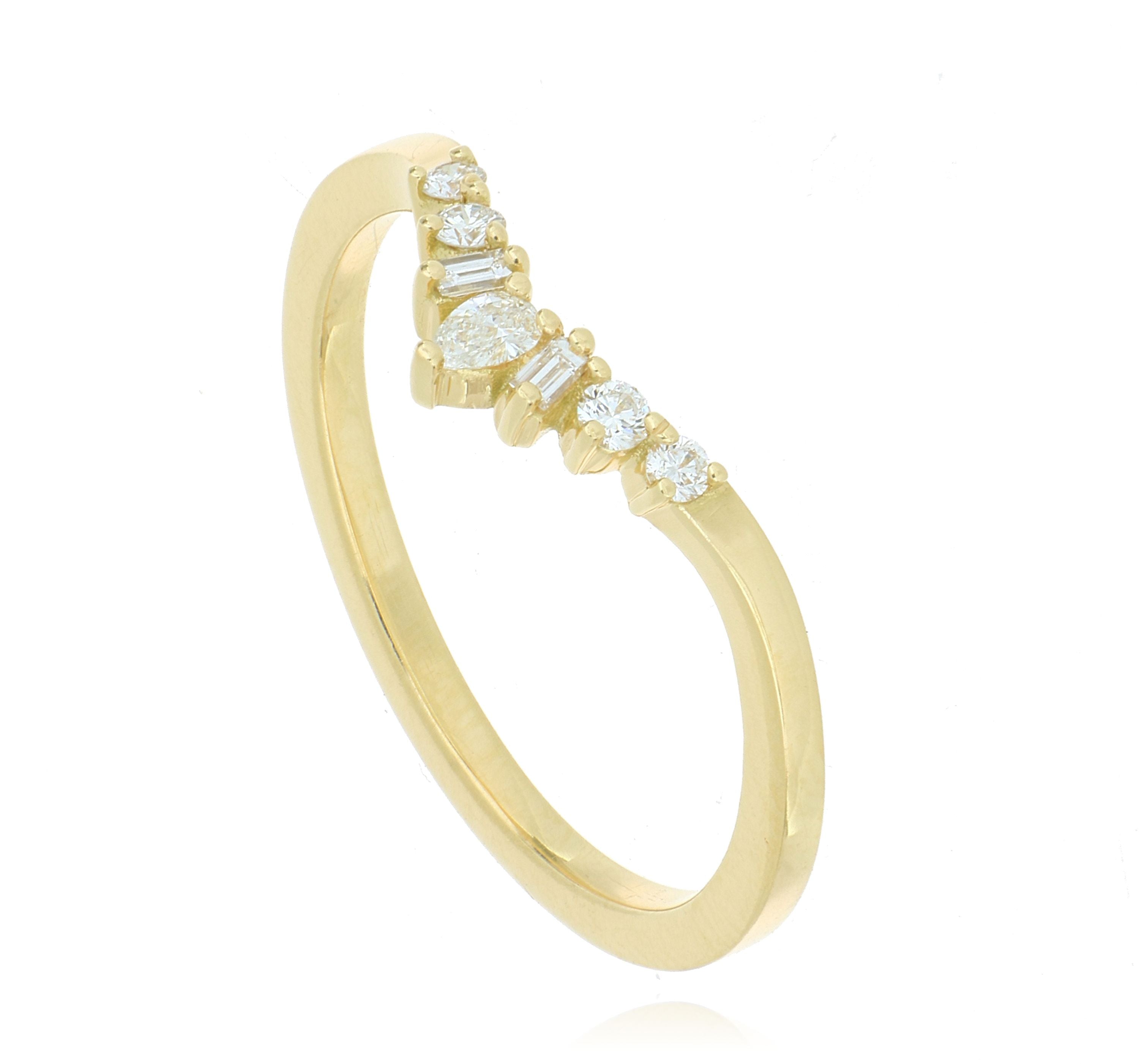 18k Yellow Gold Diamond Shadow Band - Charles Koll Jewelers