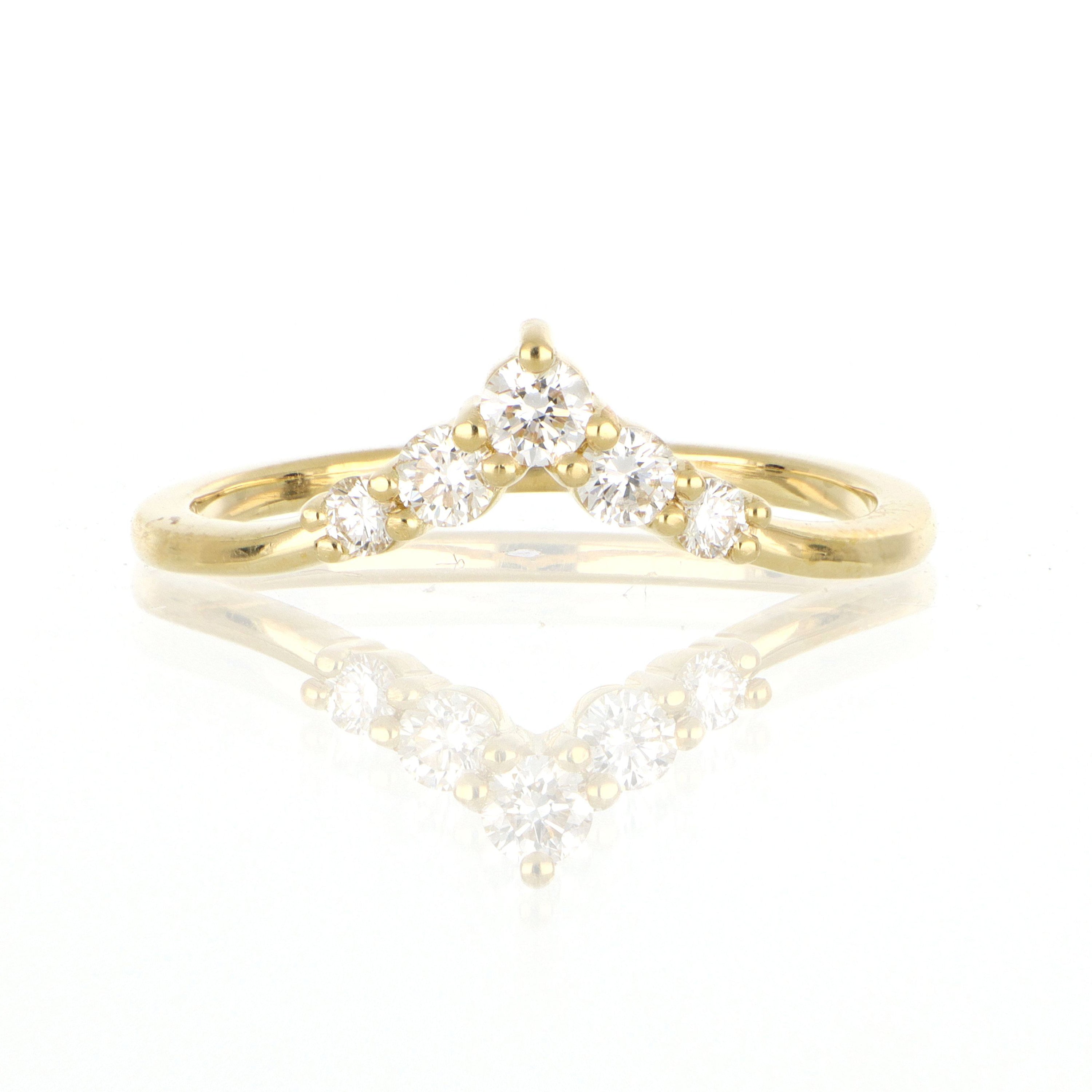 18k Yellow Gold Diamond Shadow Wedding Band - Charles Koll Jewelers