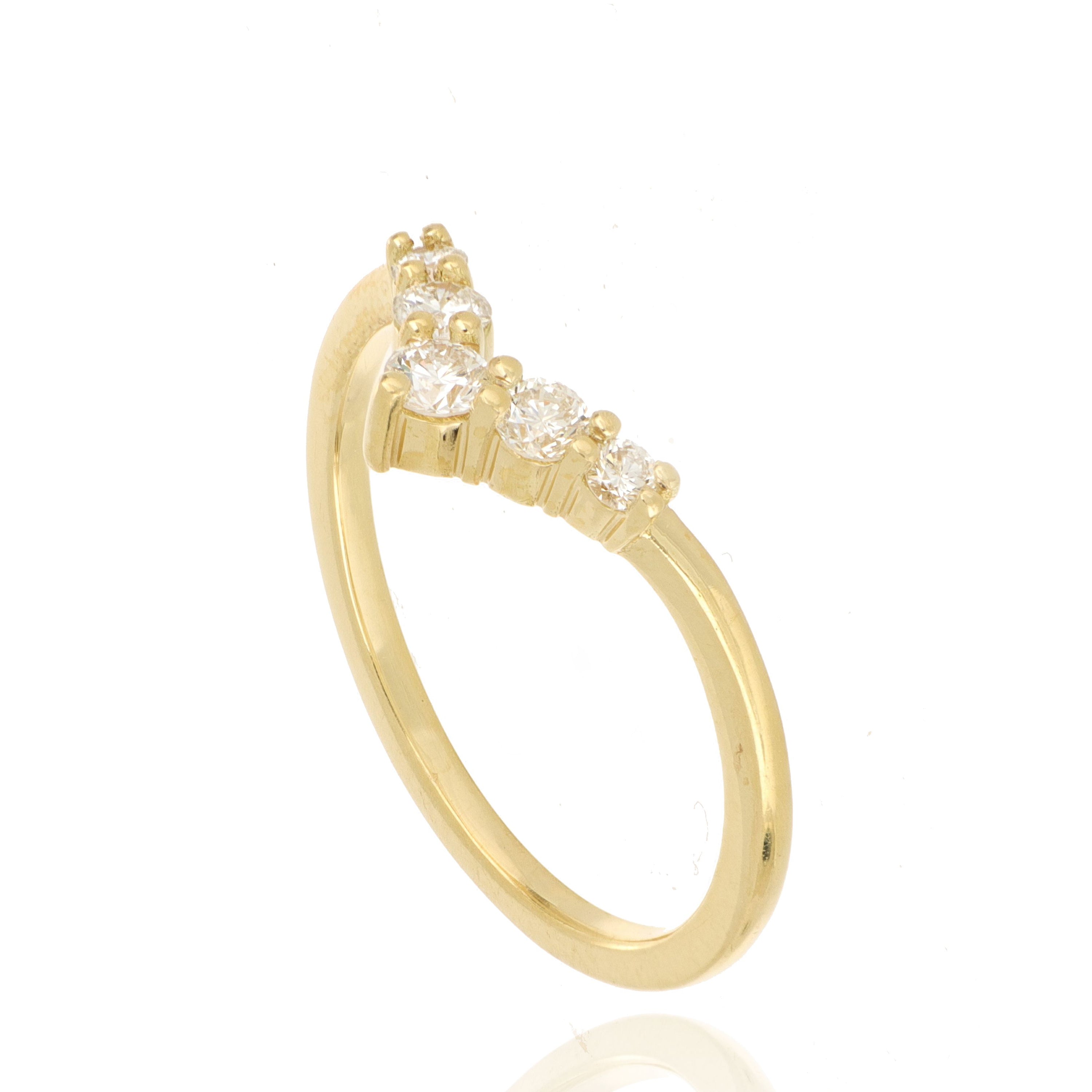 18k Yellow Gold Diamond Shadow Wedding Band - Charles Koll Jewelers