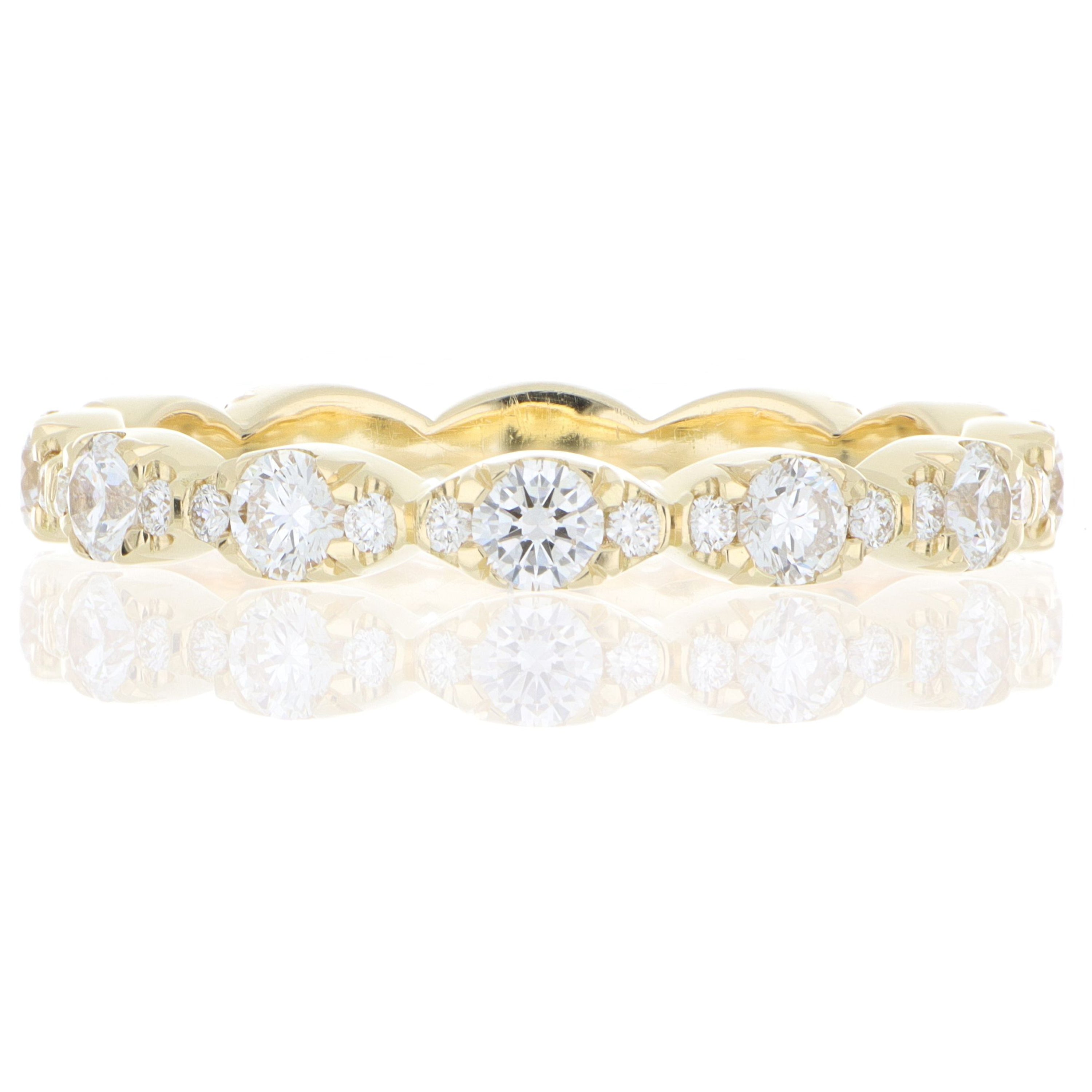 18k Yellow Gold Diamond Eternity Wedding Band - Charles Koll Jewelers