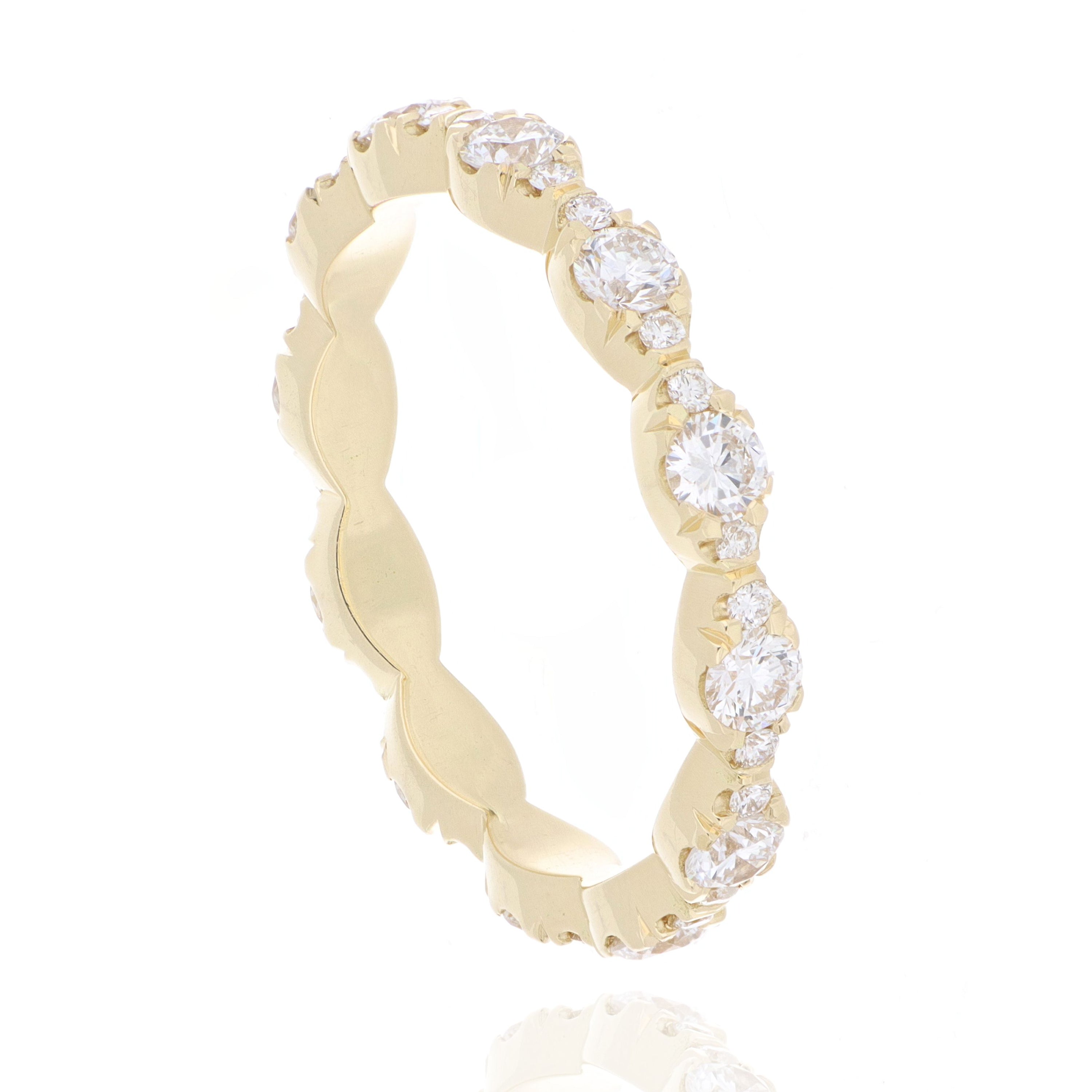 18k Yellow Gold Diamond Eternity Wedding Band - Charles Koll Jewelers