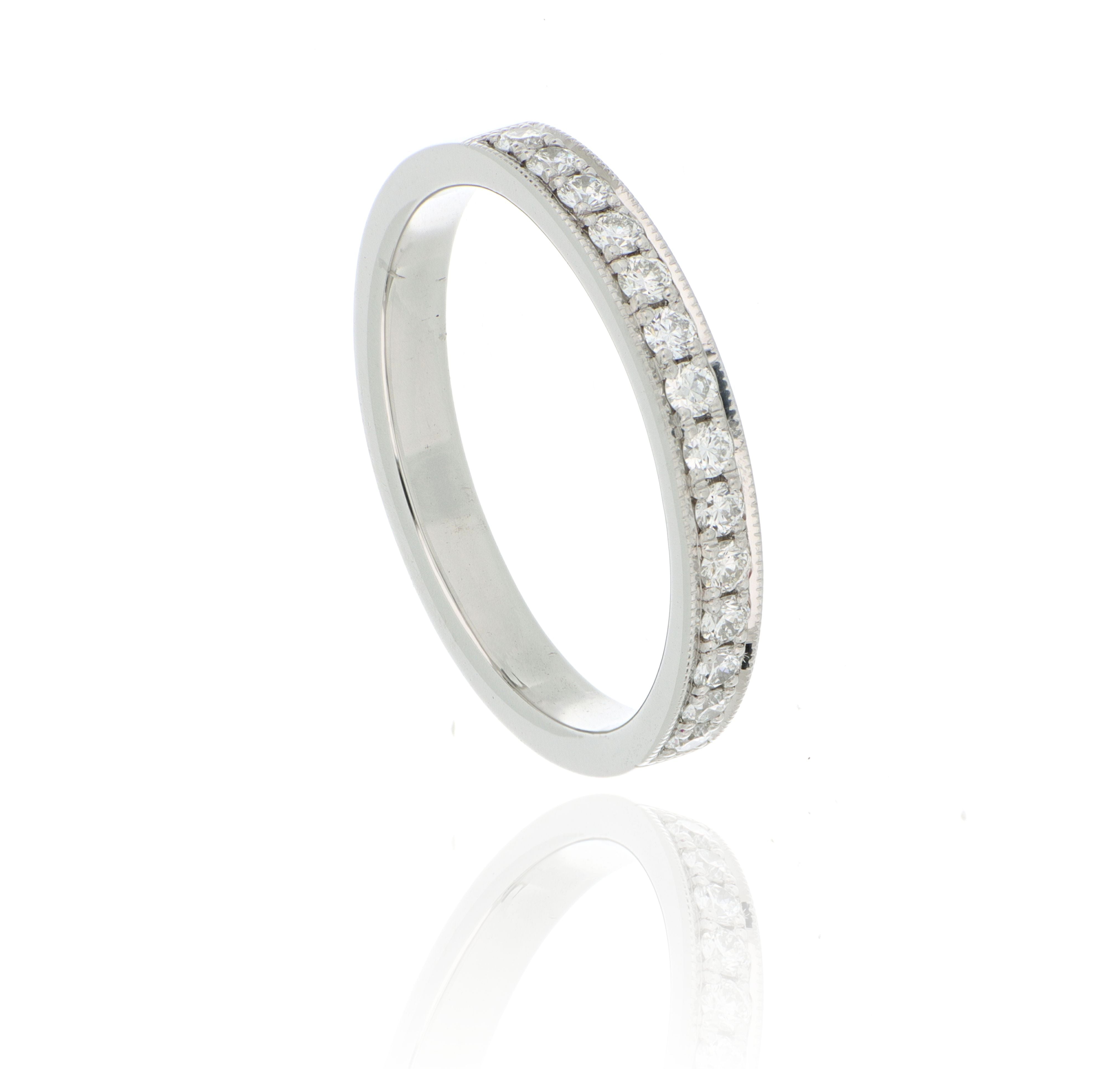 Platinum Milgrain Diamond Band - Charles Koll Jewelers