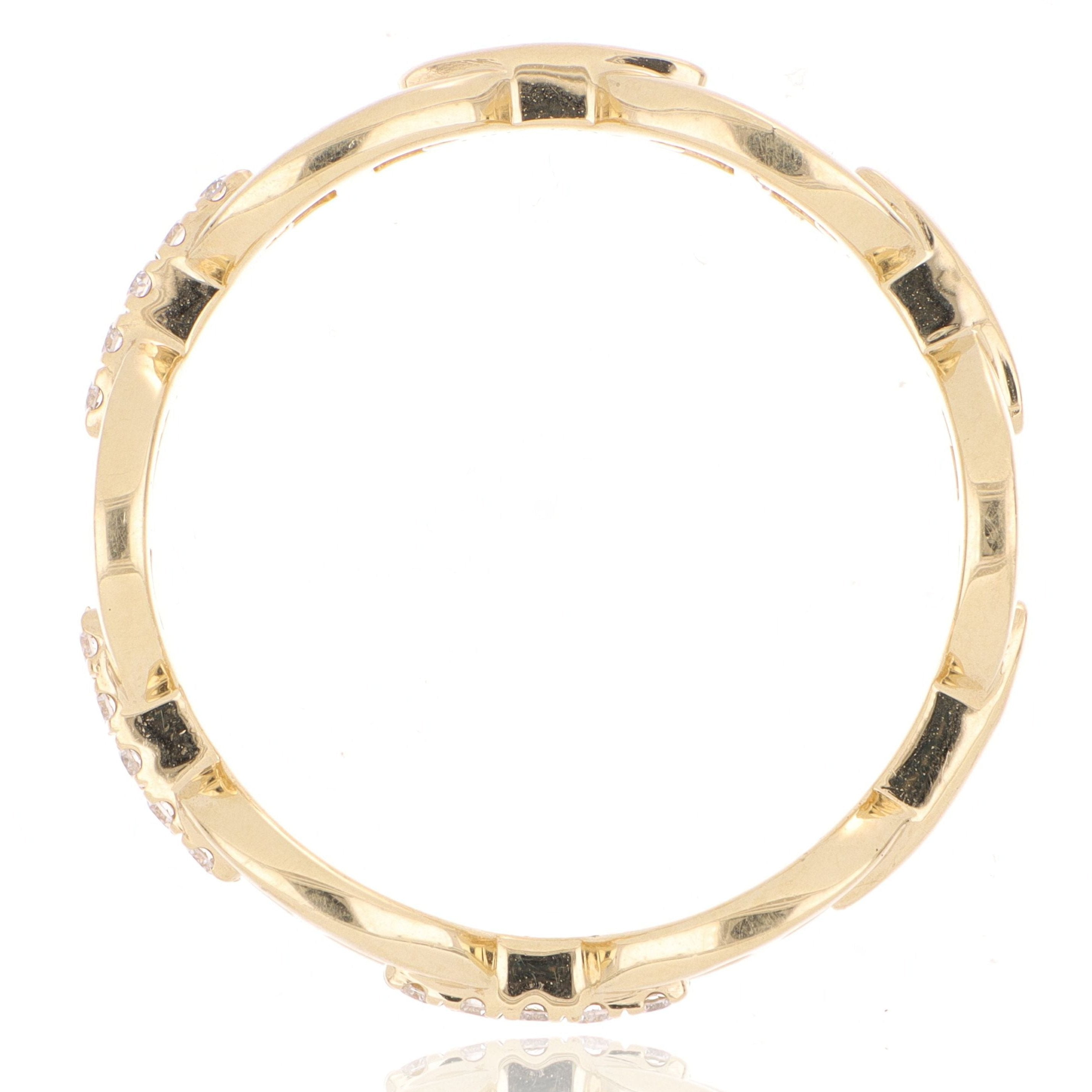 18k Yellow Gold Diamond Chain Link Ring - Charles Koll Jewelers