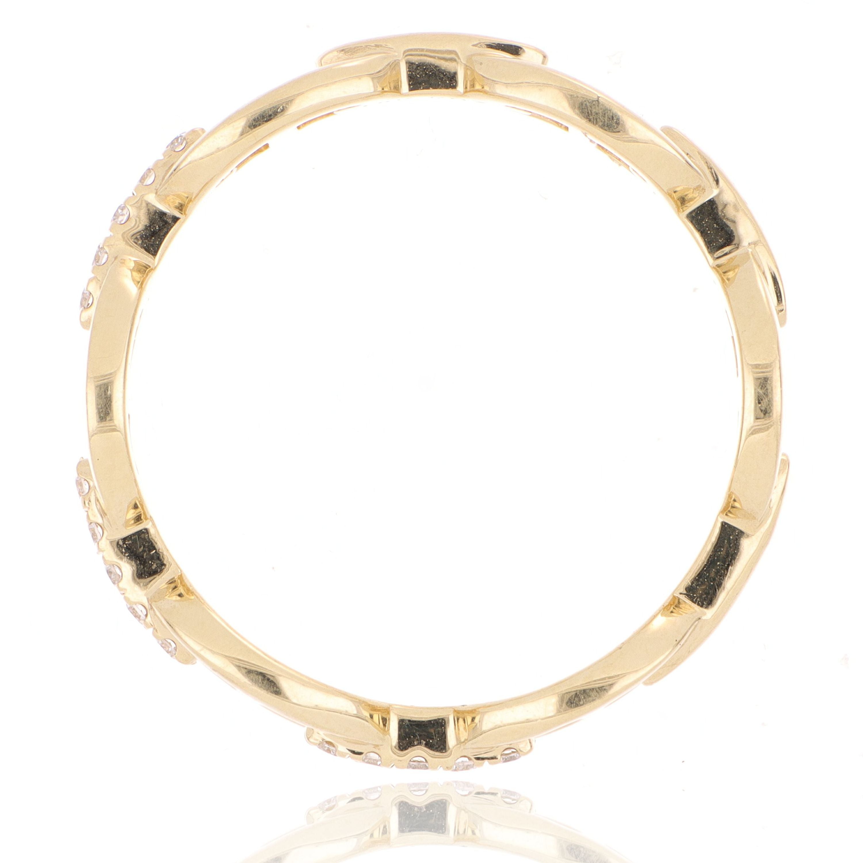 18k Yellow Gold Diamond Chain Link Ring - Charles Koll Jewelers