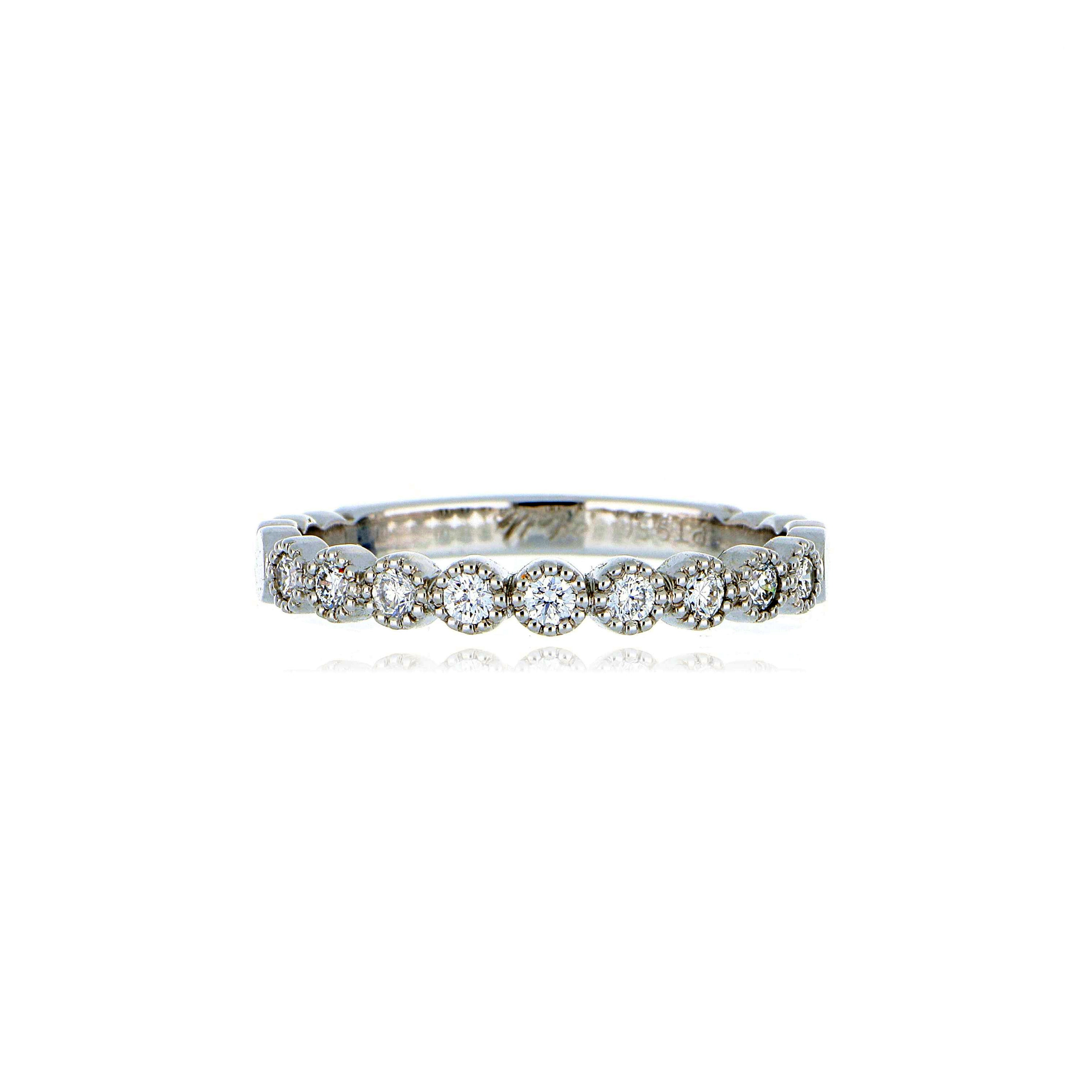 Platinum Milgrain Bezel Diamond Wedding Band - Charles Koll Jewelers