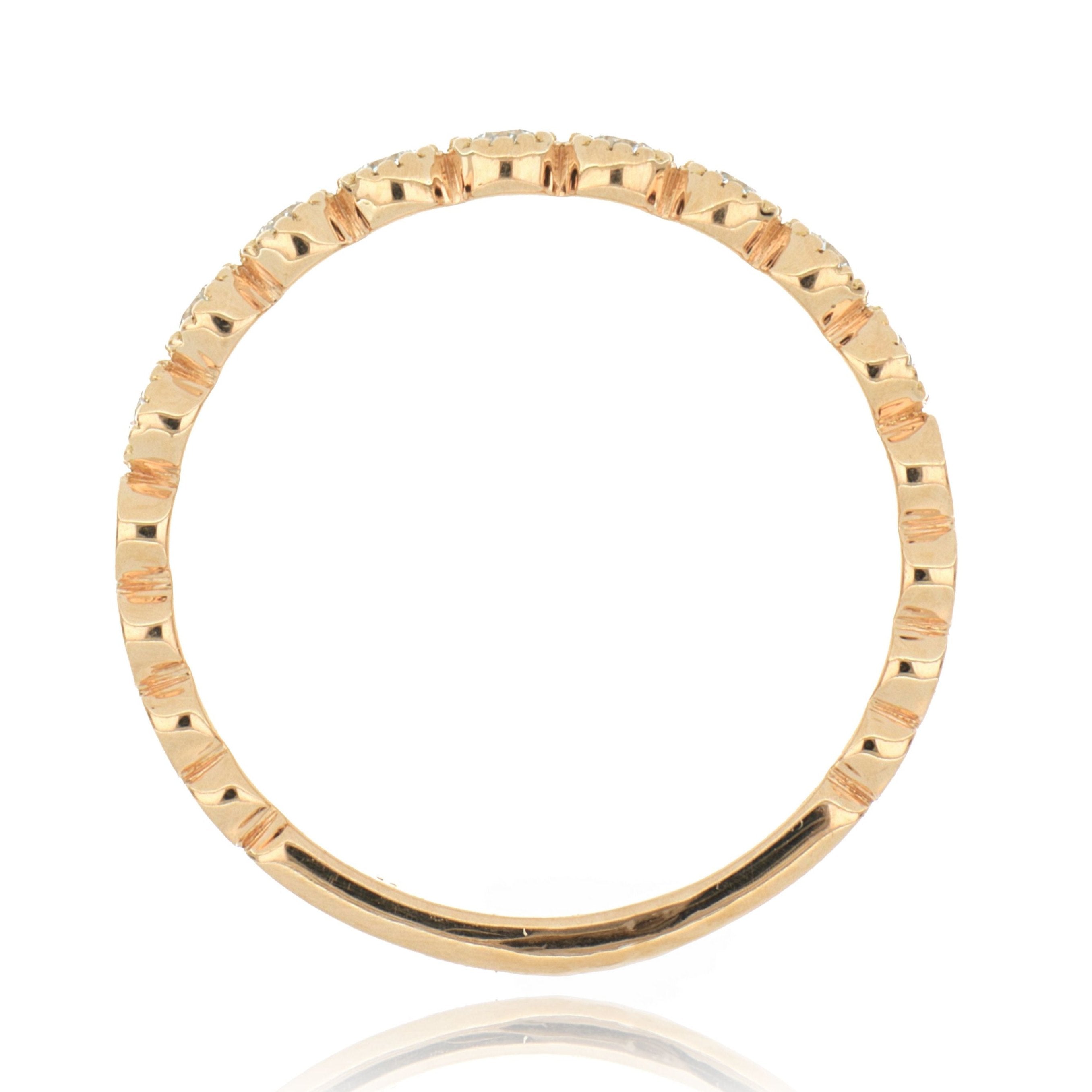 18k Rose Gold Milgrain Bezel Diamond Ring