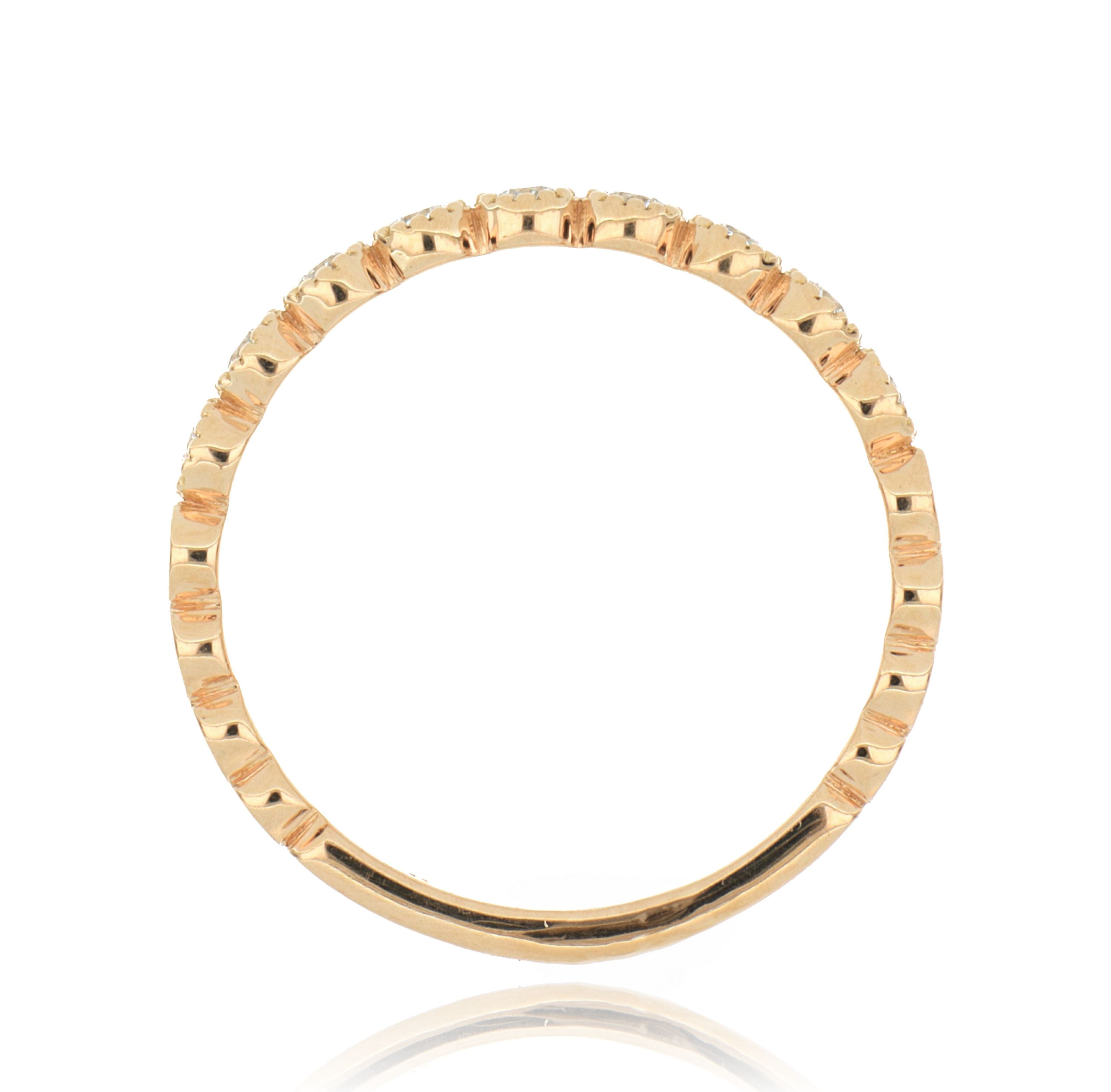 18k Rose Gold Milgrain Bezel Diamond Ring