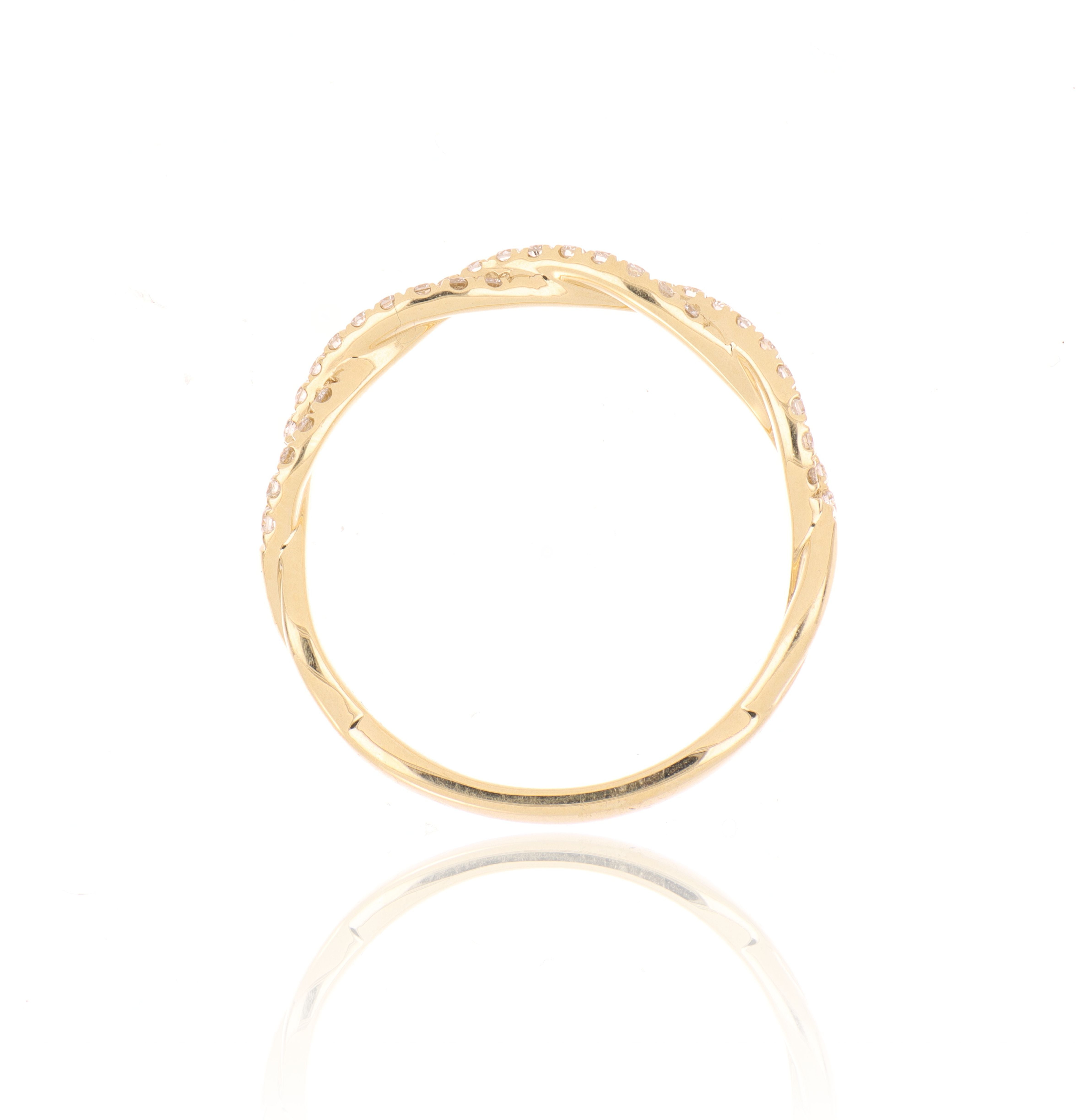 18k Yellow Gold Diamond Twist Band - Charles Koll Jewelers