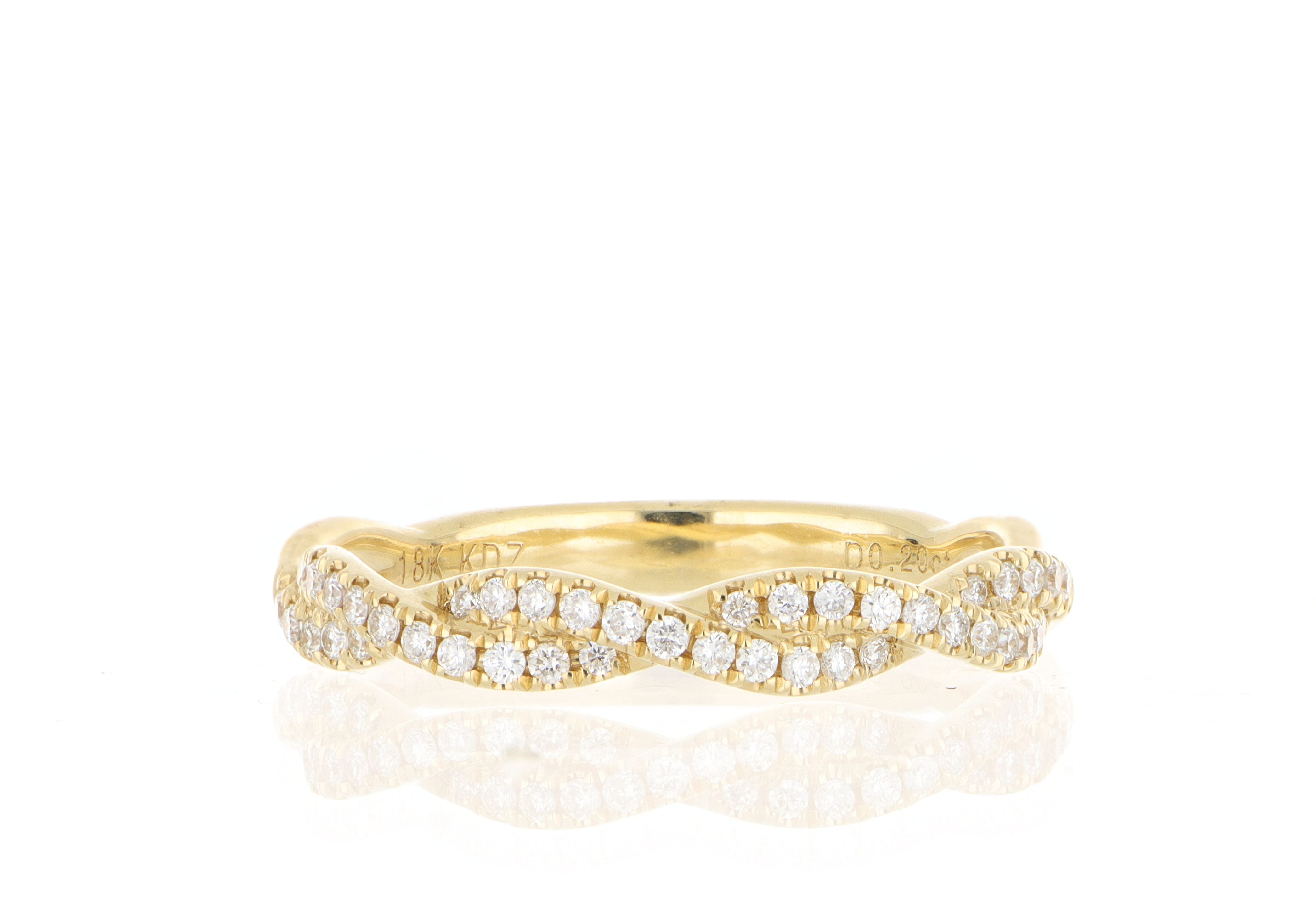 18k Yellow Gold Diamond Twist Band - Charles Koll Jewelers