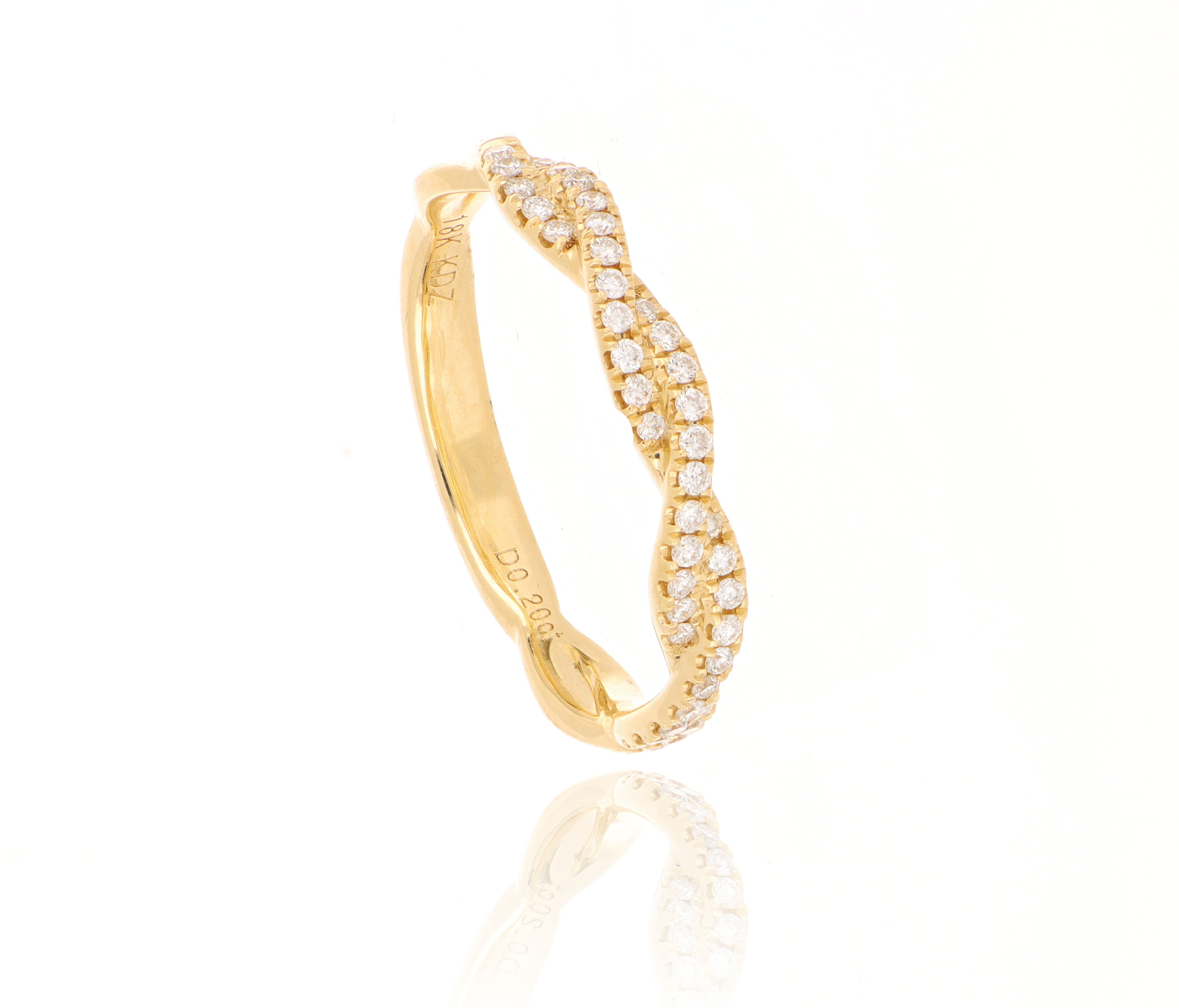 18k Yellow Gold Diamond Twist Band - Charles Koll Jewelers