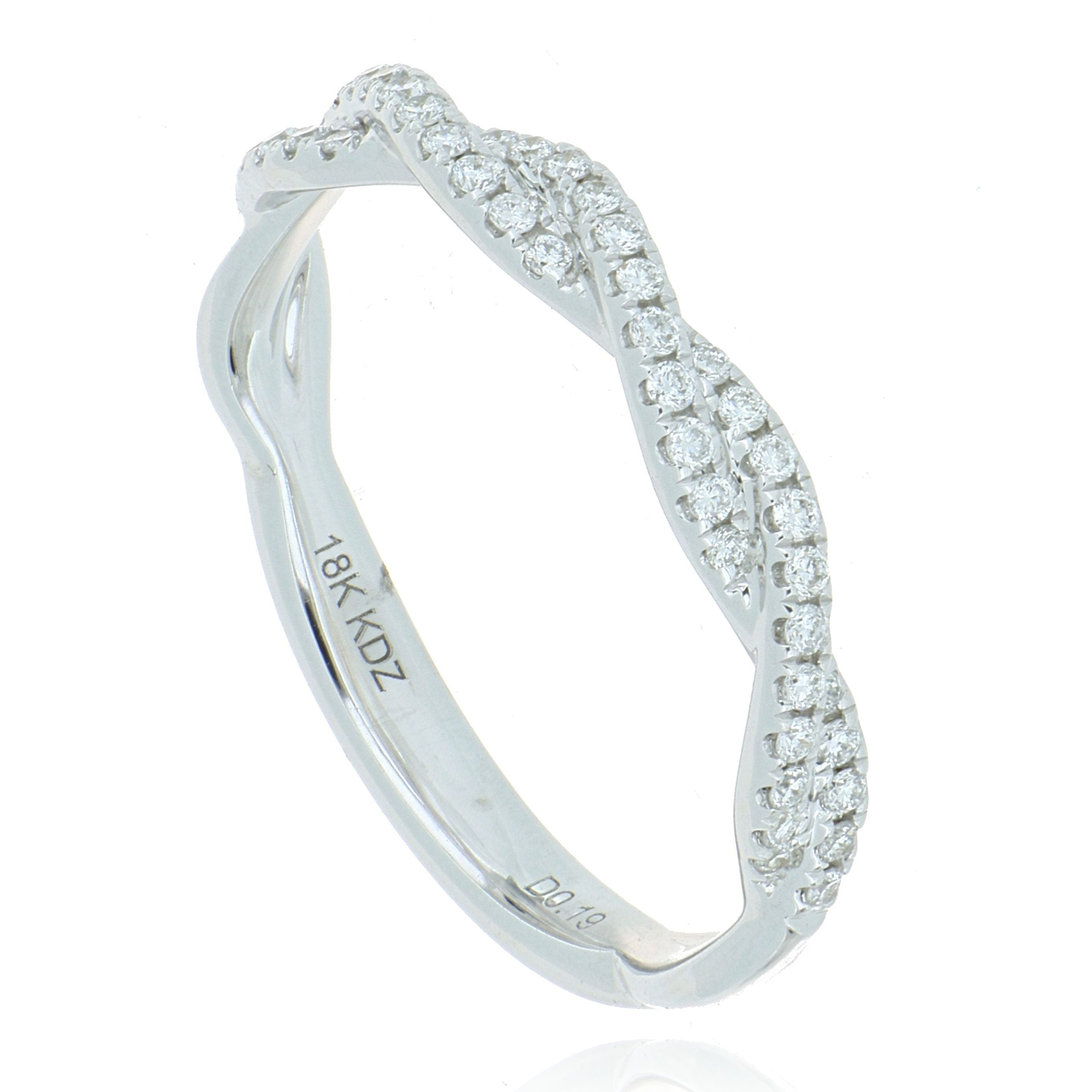 18k White Gold Twisted Diamond Band - Charles Koll Jewelers