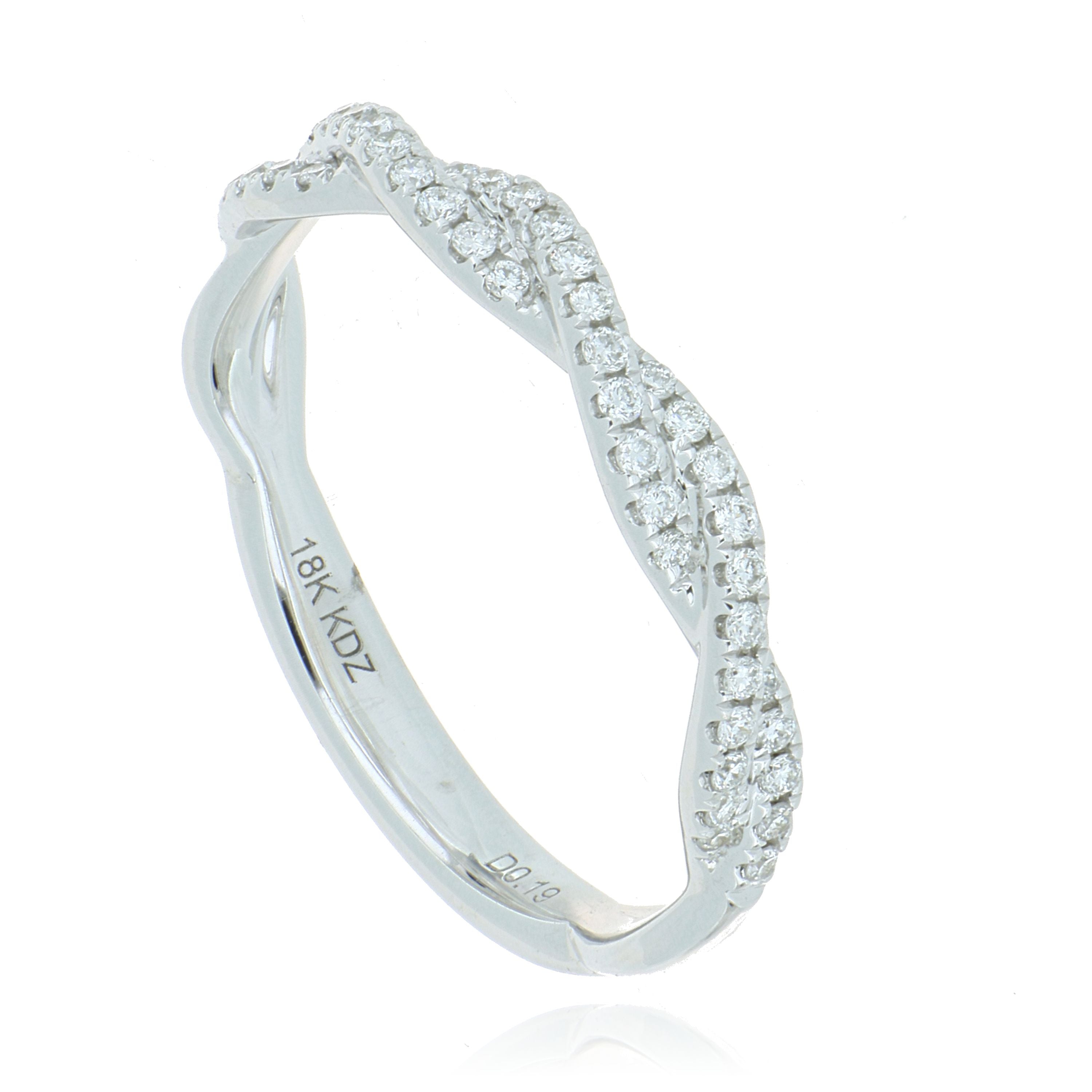 18k White Gold Twisted Diamond Band - Charles Koll Jewelers