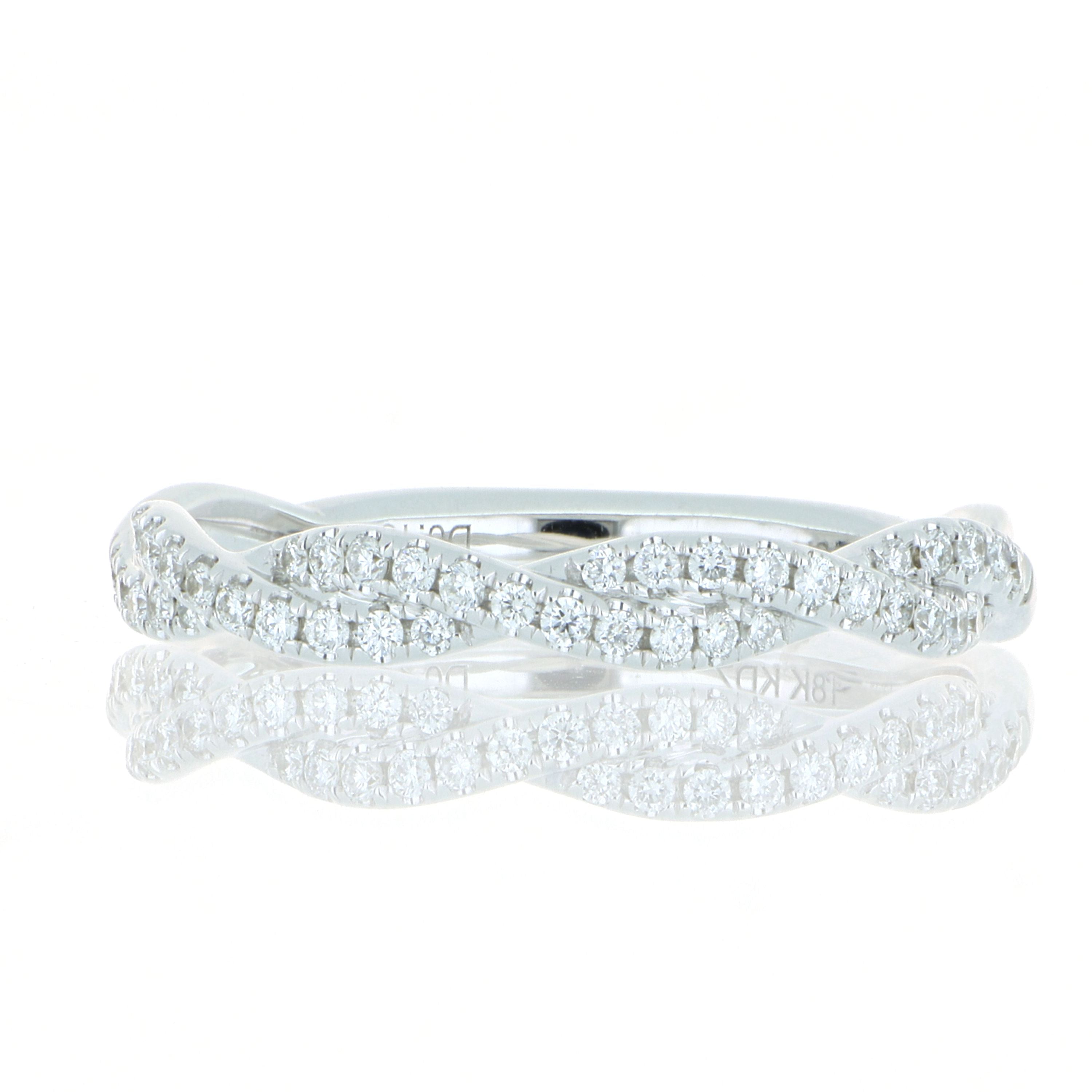 18k White Gold Twisted Diamond Band - Charles Koll Jewelers