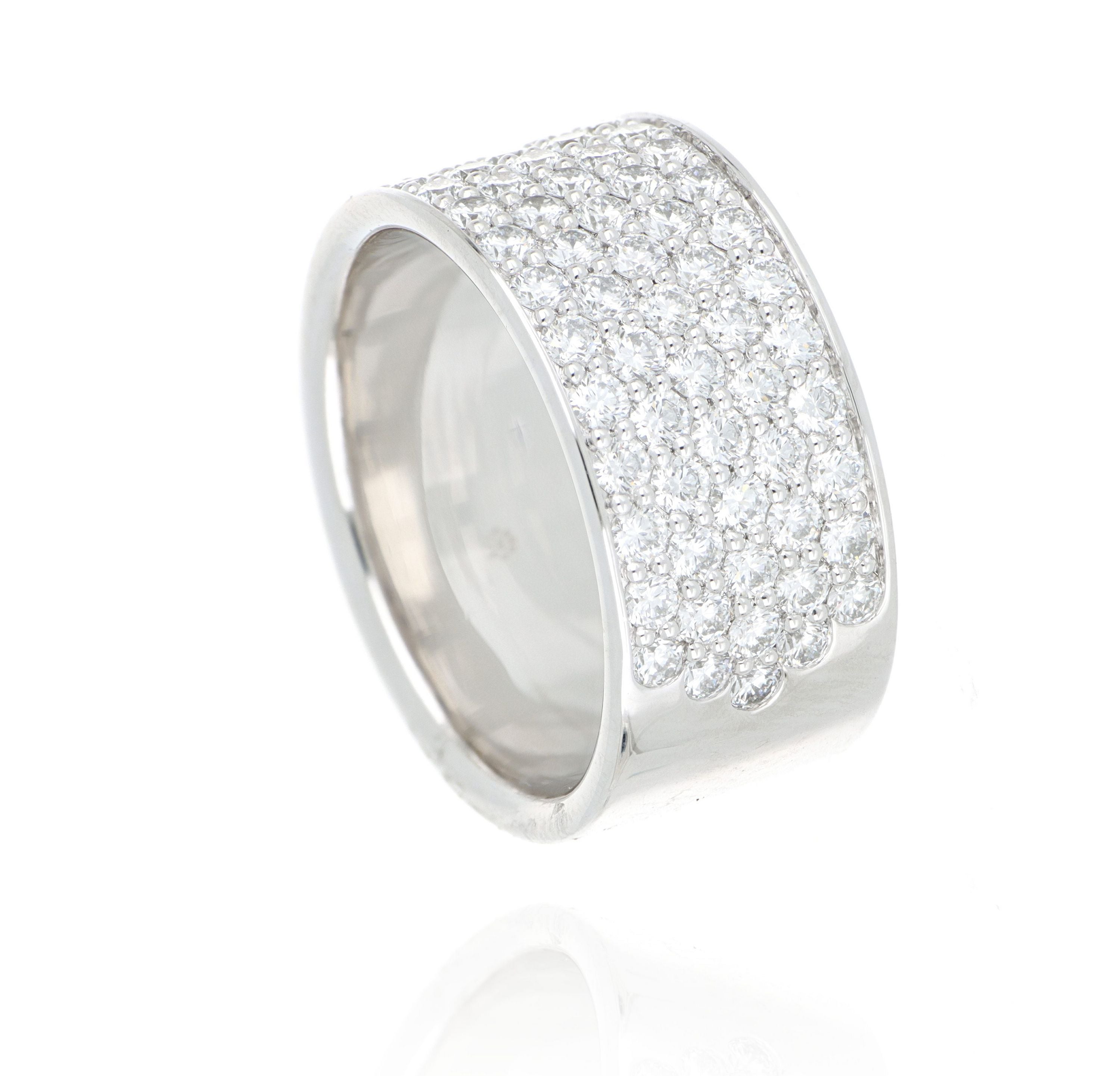 Thick Platinum Pave Diamond Ring