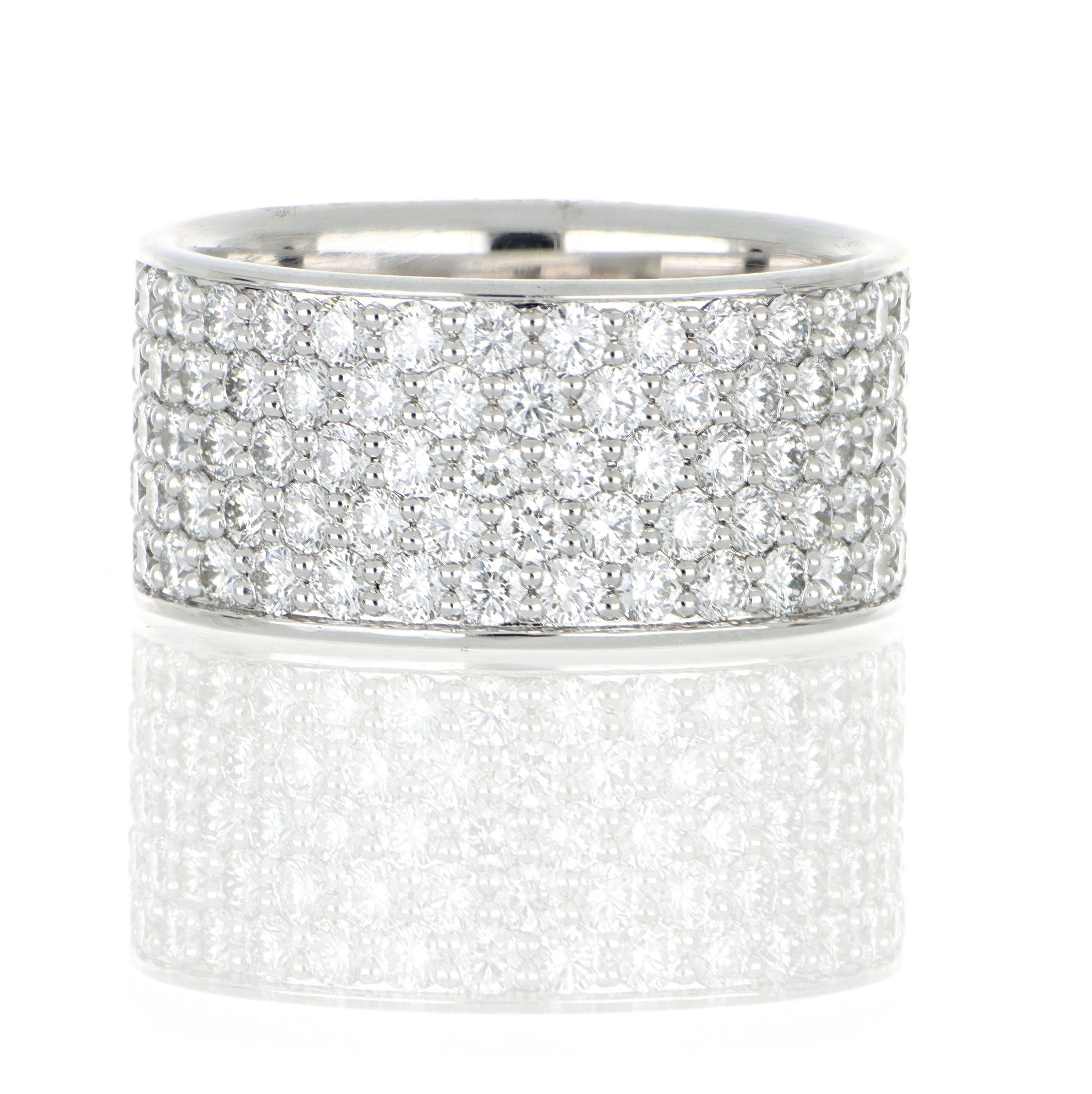 Platinum Silk Pave Diamond Wedding Band