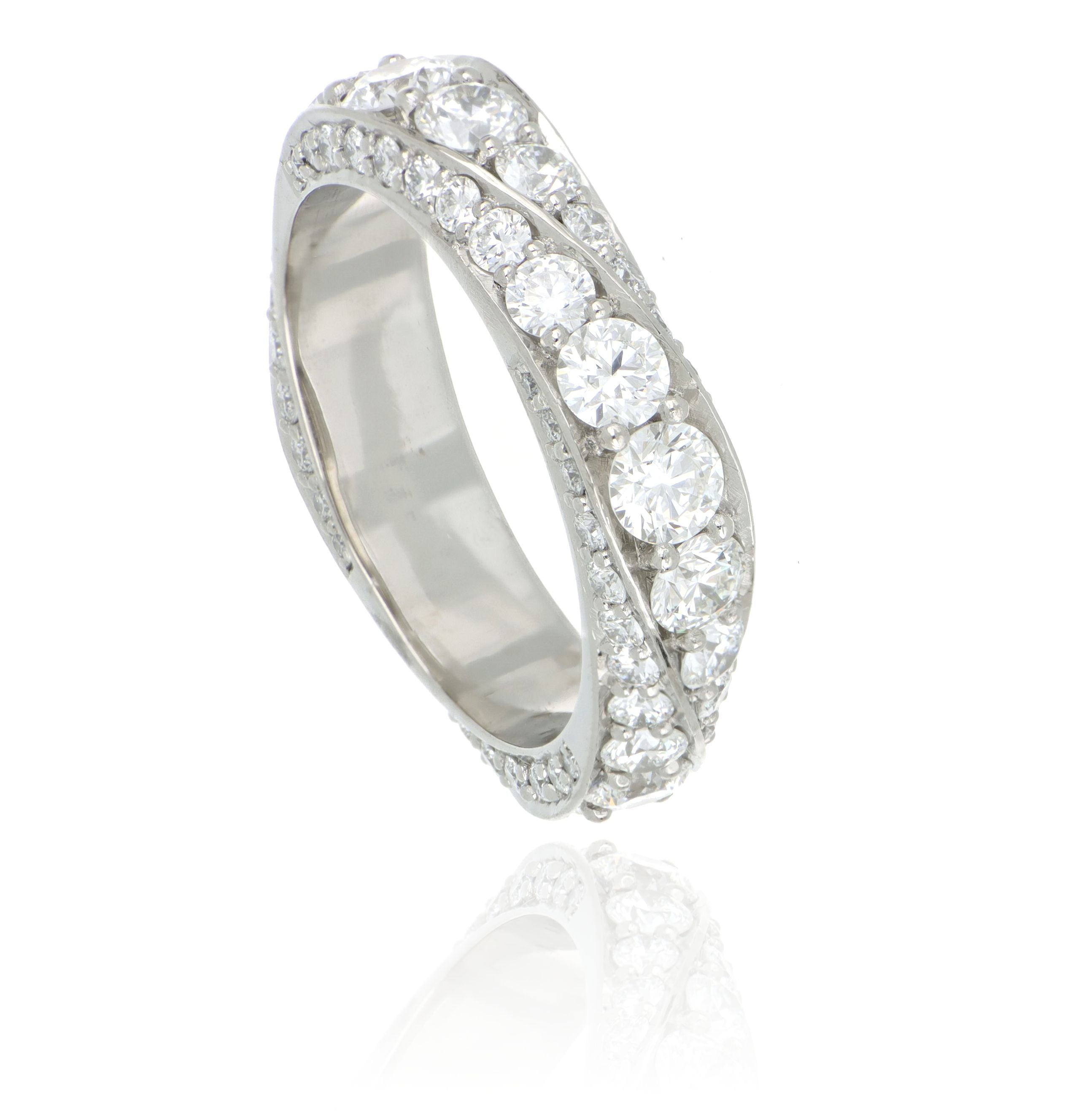 Platinum Twisted Row Diamond Wedding Band