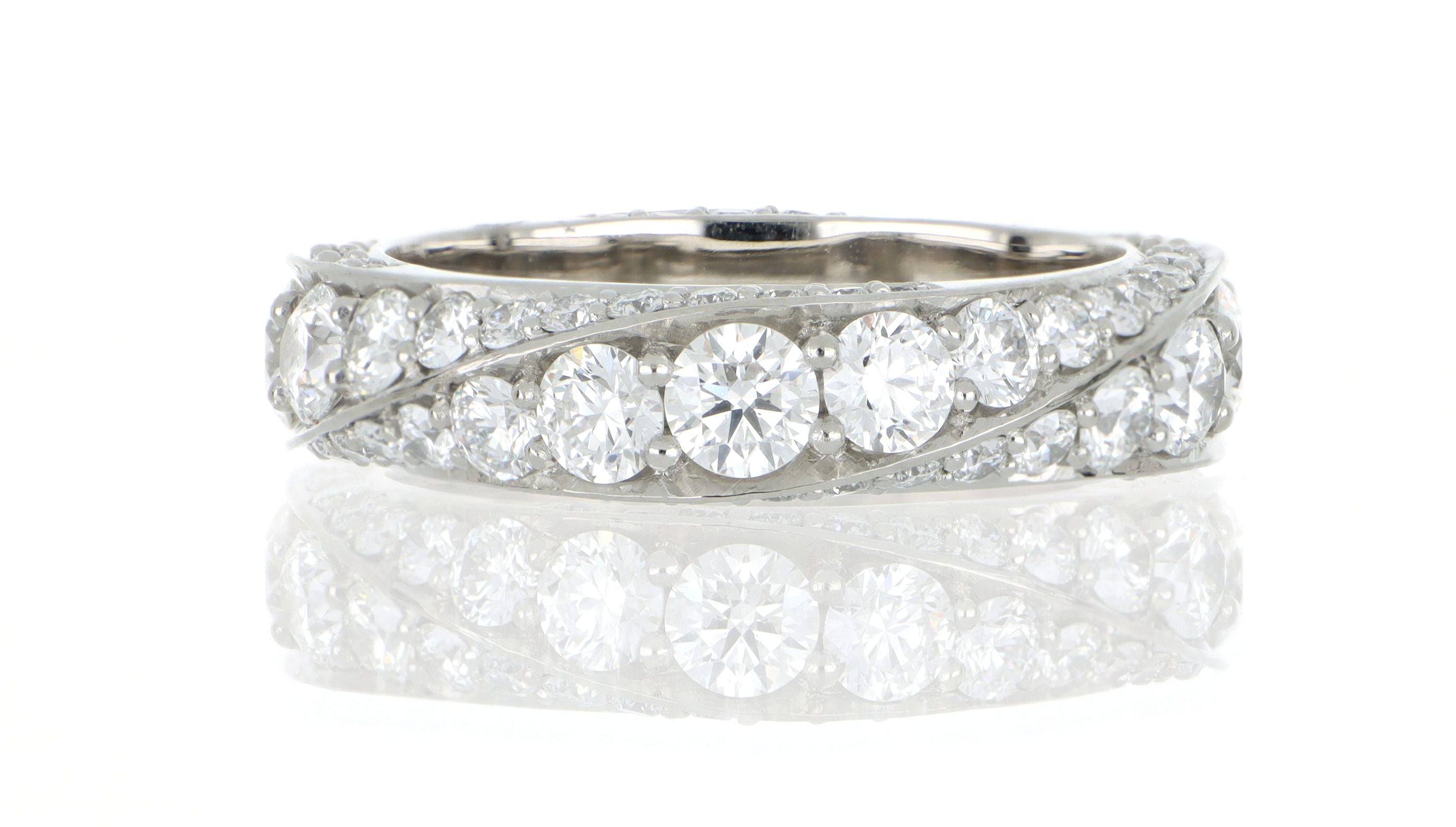 Platinum Twisted Row Diamond Wedding Band