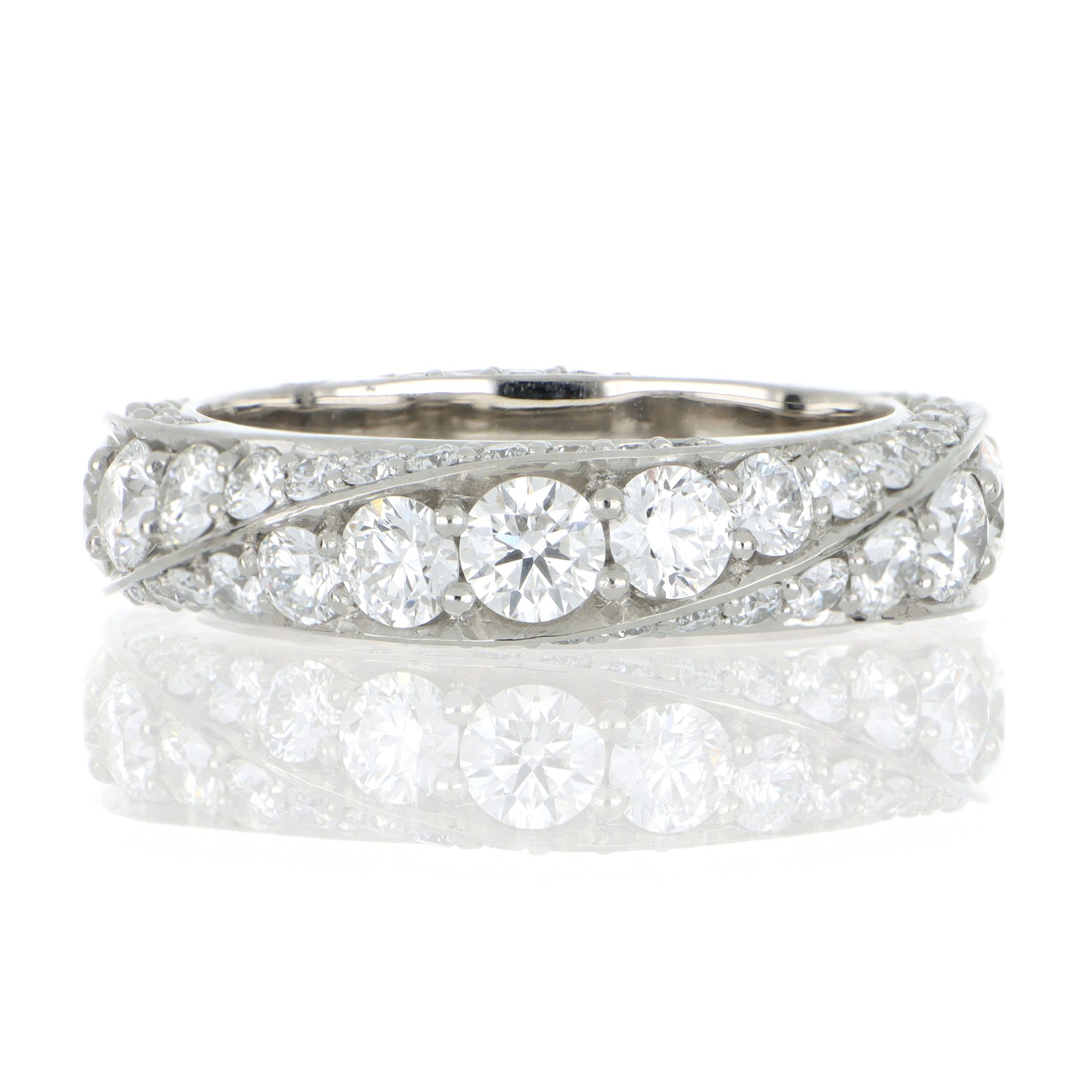 Platinum Twisted Row Diamond Wedding Band