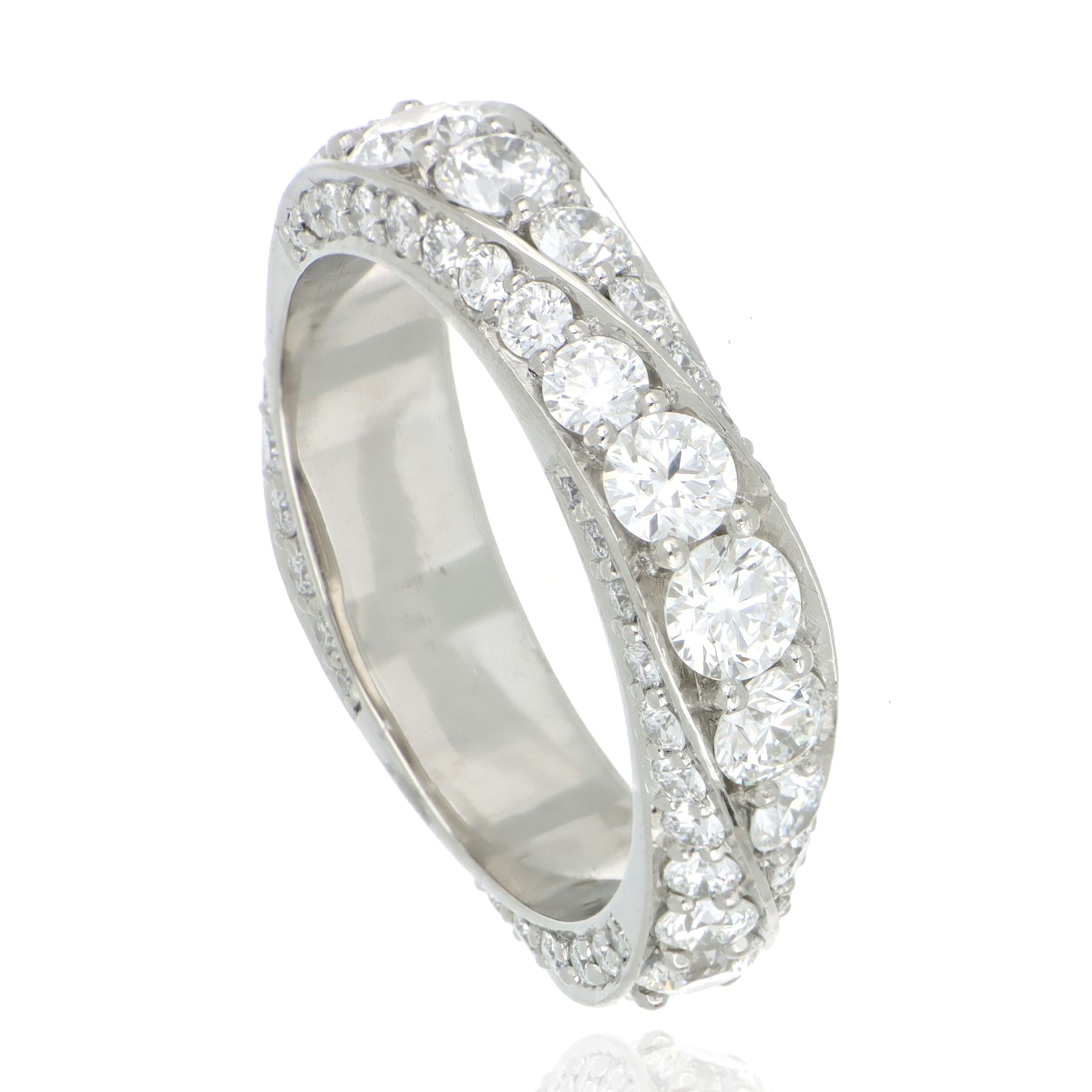 Platinum Twisted Row Diamond Wedding Band